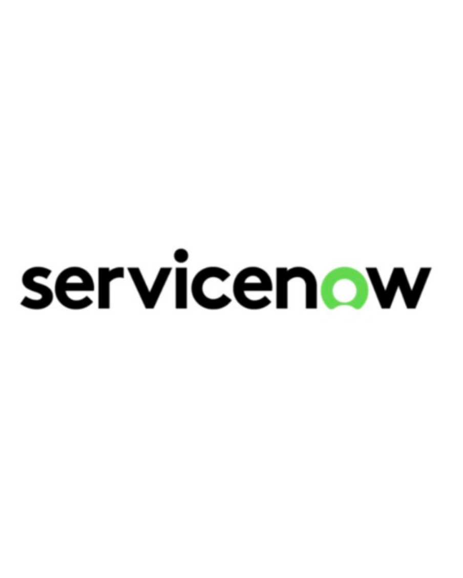 The logo for ServiceNow featuring the company name in black lowercase letters and a green speech bubble incorporated into the letter 'o' in 'now'.