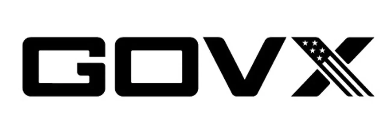 Black and white logo with the word "GOVX" and a stylized American flag design integrated into the letter X