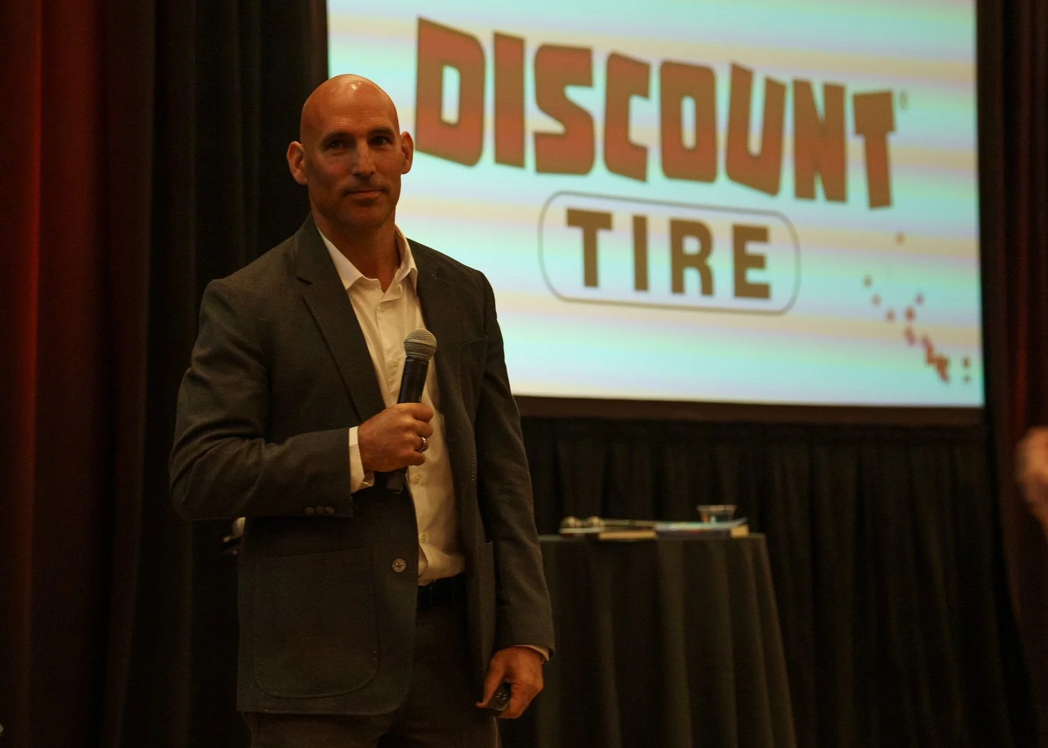 Harrison Bernstein speaking at Discount Tire