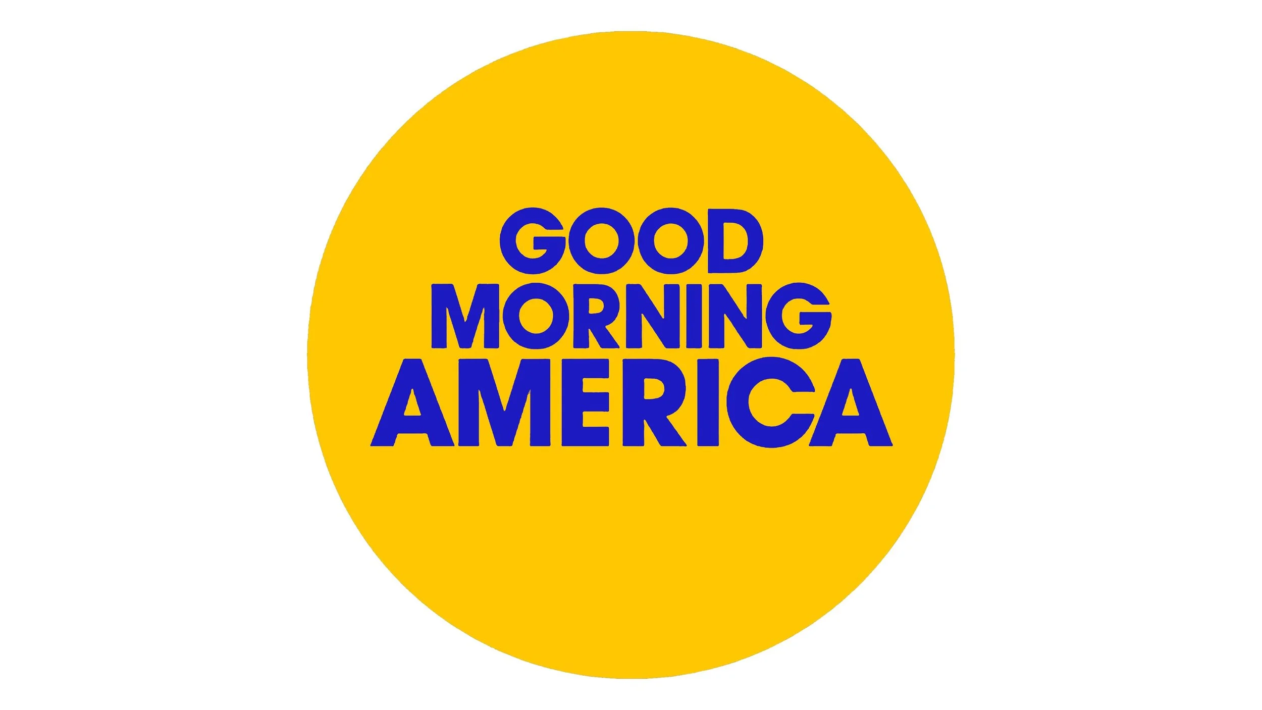 Yellow circle with blue text that reads 'Good Morning America'.