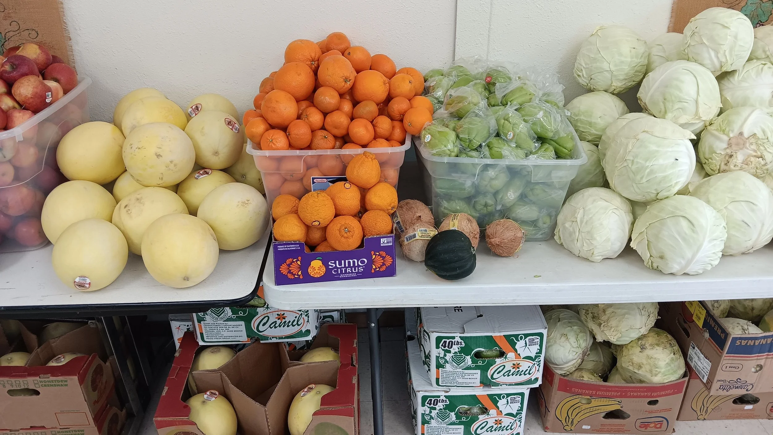 Shelves stocked with food items