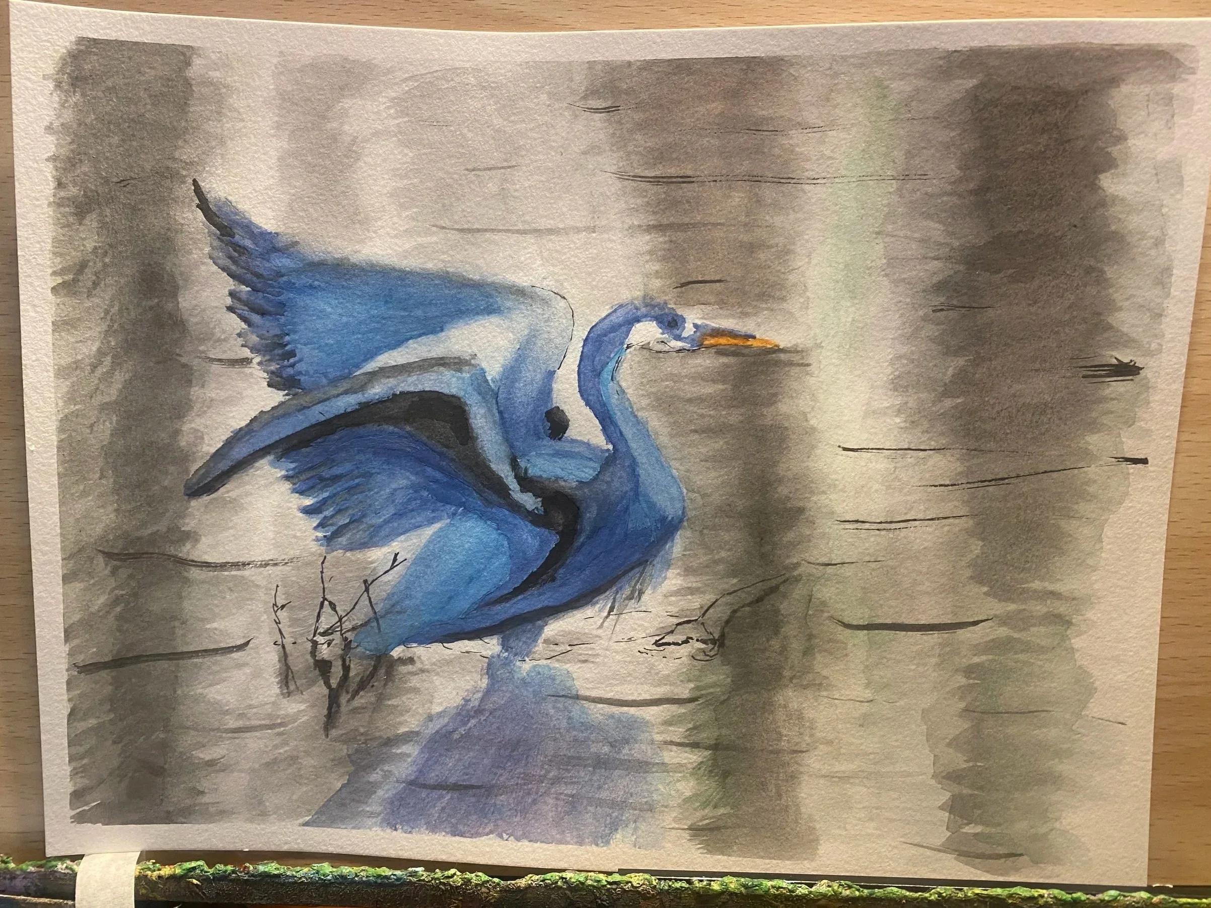 "Heron" - 2025 - Watercolor on Paper