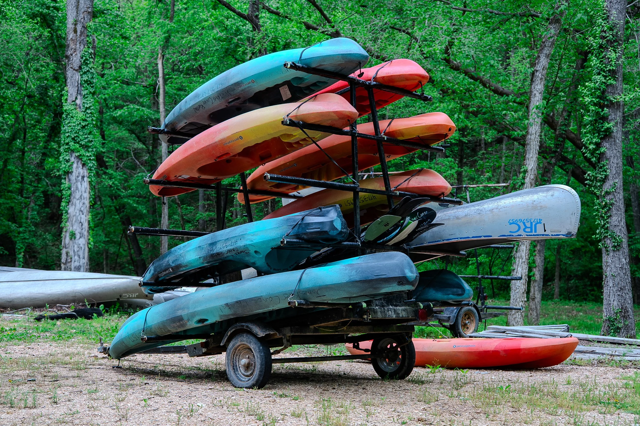 Rental boats are loaded up on a trailer | Galena