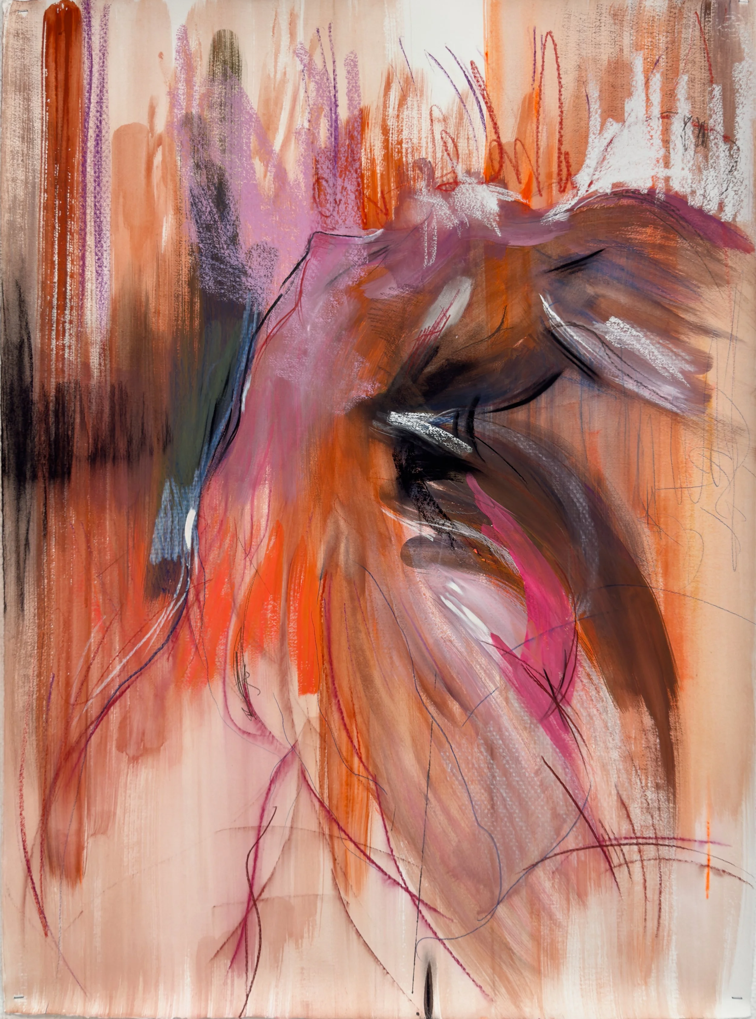"Studio studies of Anna, II." 105x78 cm. Gouache & mixed media on paper. 2026.