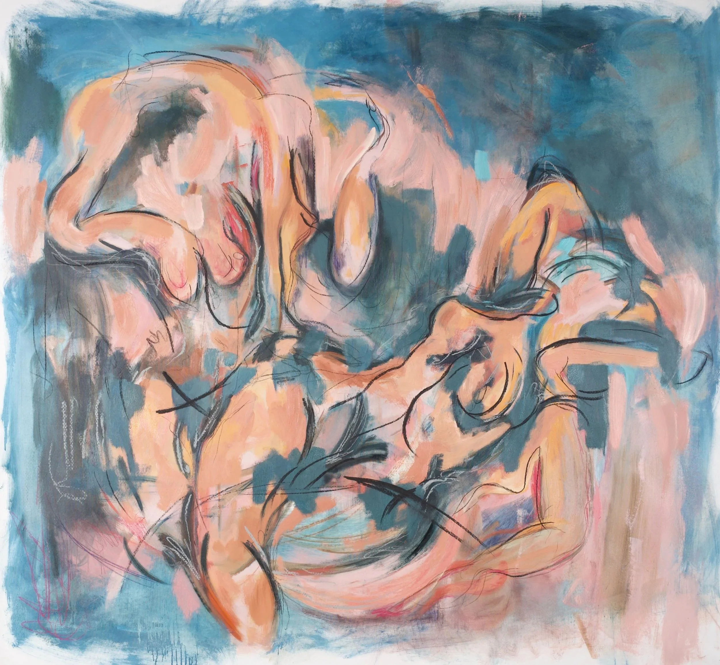 "The Water Source, After Ingres." 160x190 cm. Pastel, oil, pencil & charcoal on canvas. 2026. 