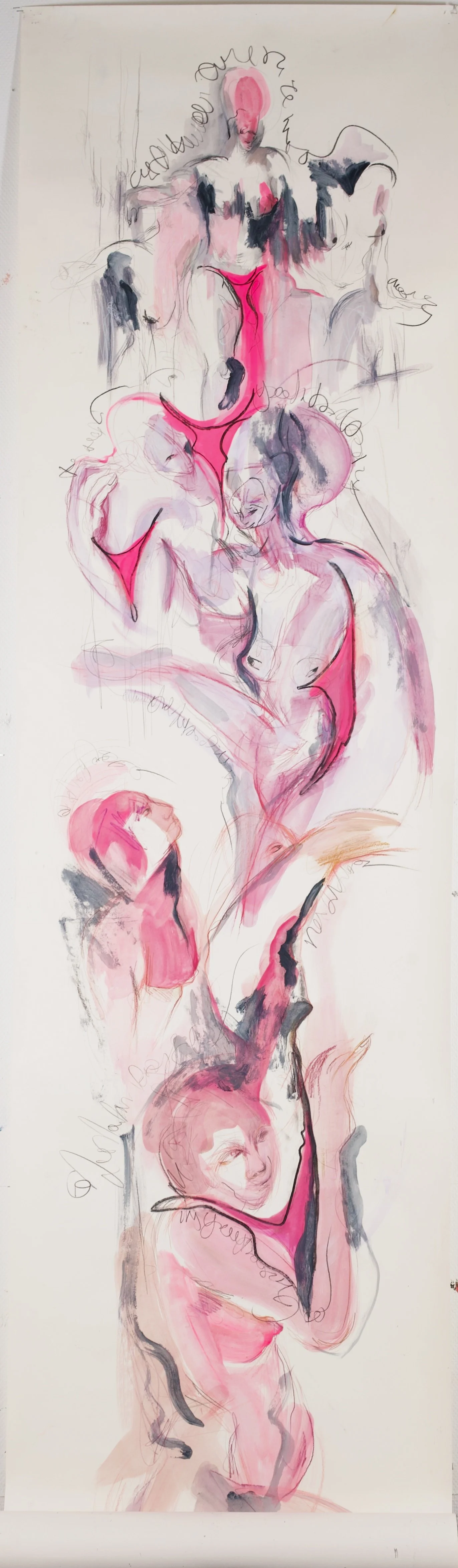 "Carpet runner." 260x70 cm. Gouache, ink, acrylic on paper. 2026. 