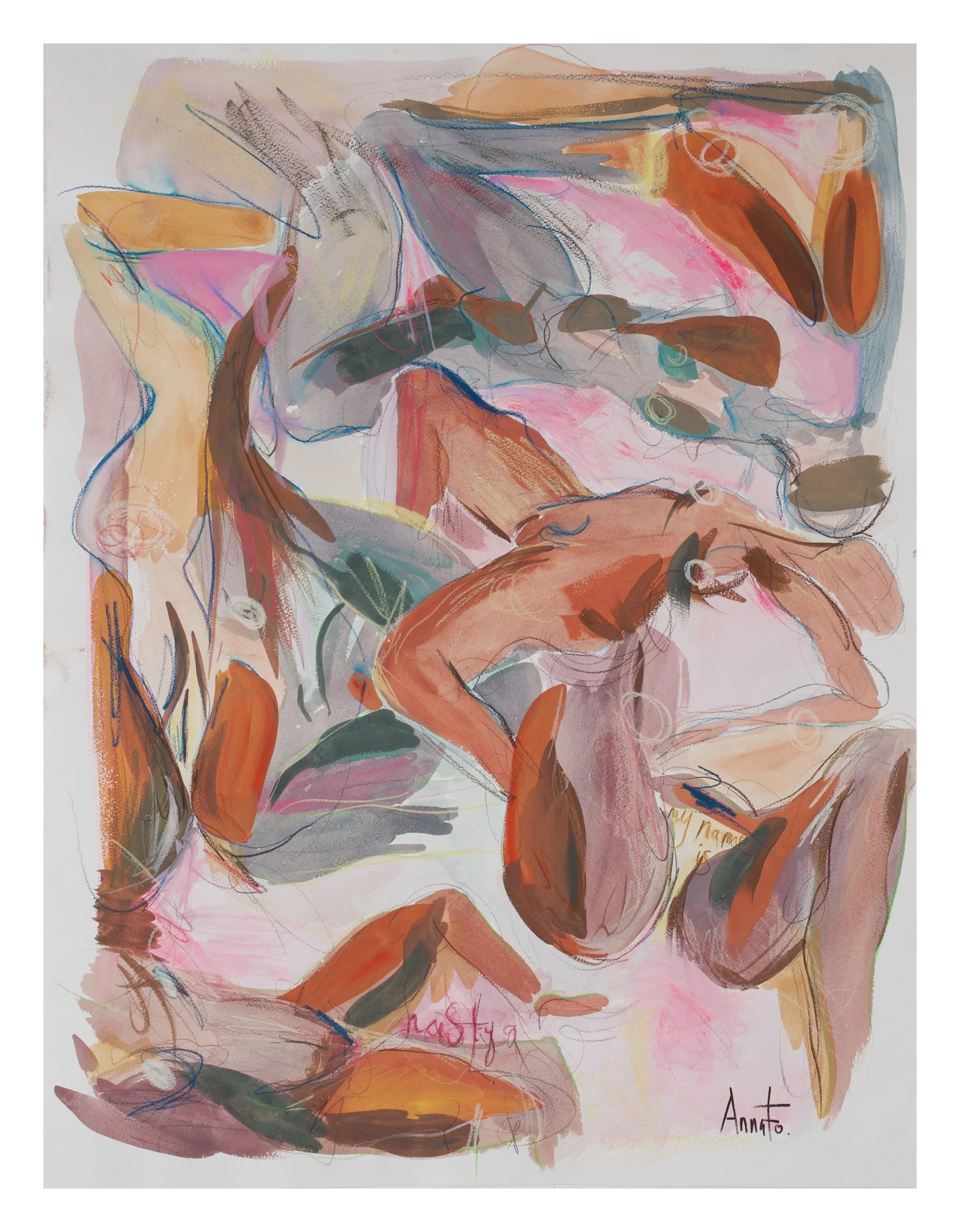 "My name is." 75x56 cm. Gouache & pencil on paper. 2025. 