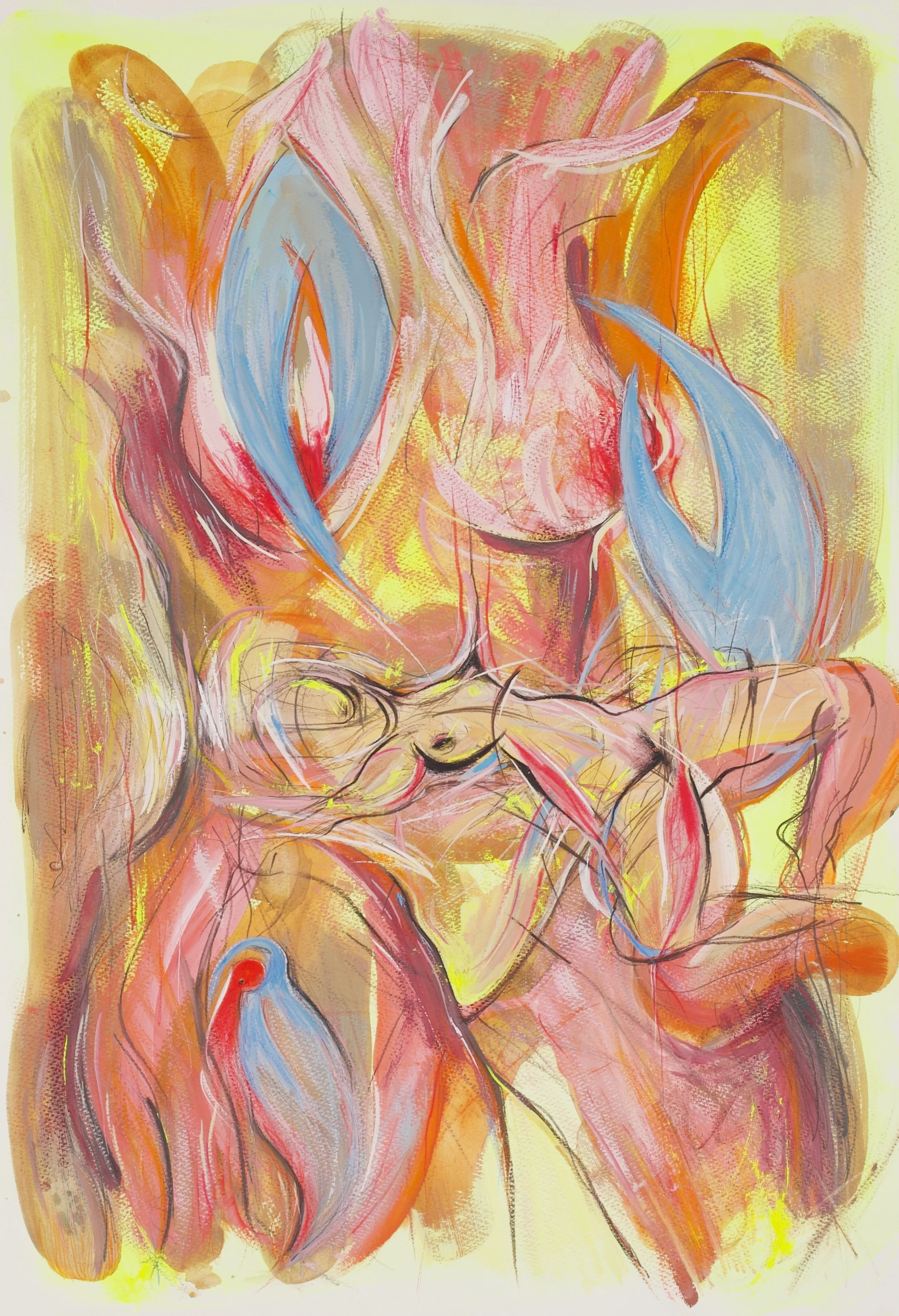 "Lobster's Grip." 76x54 cm. Gouache & pencil on paper. 2025. 