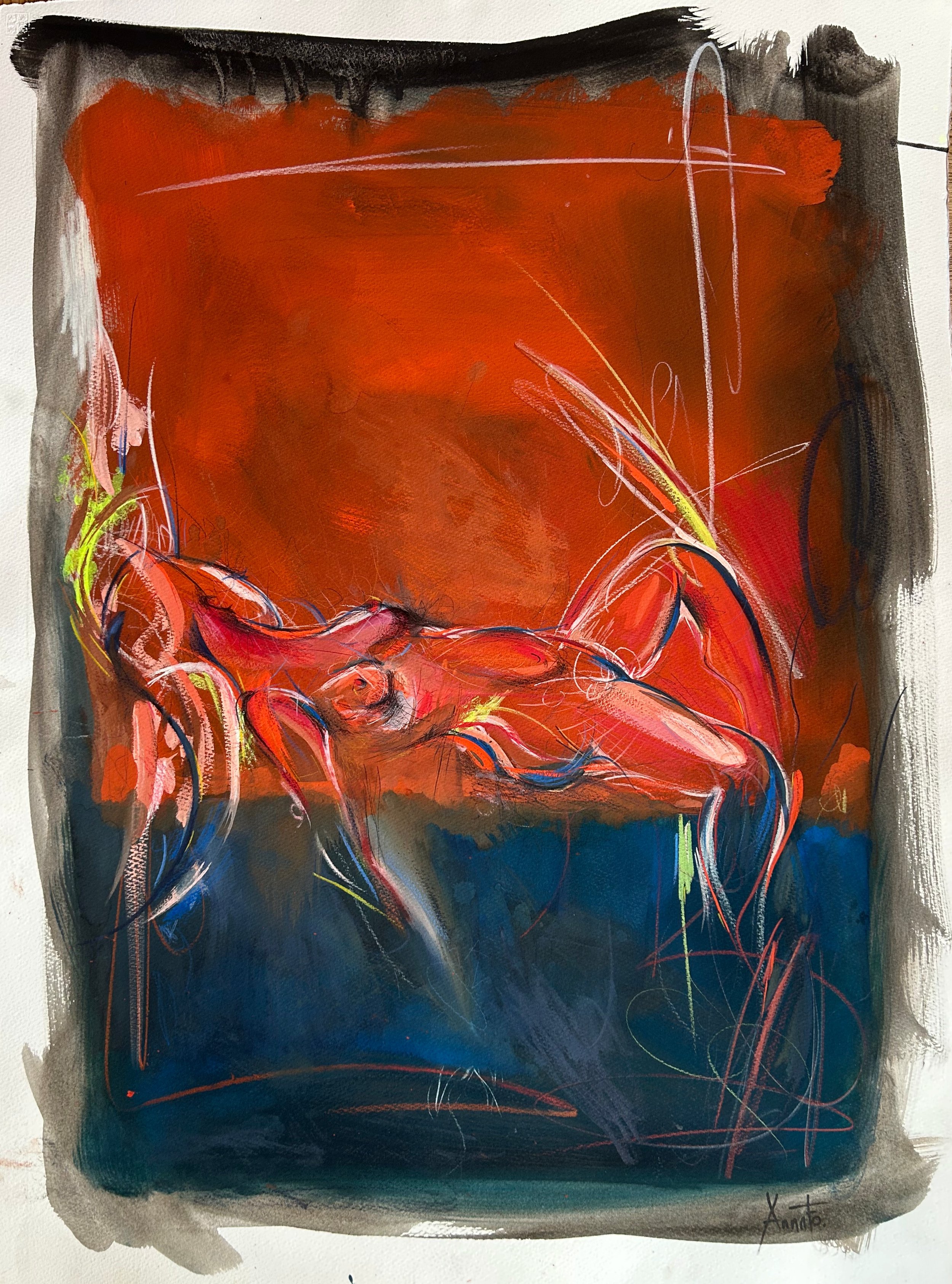 "Rothko's Girlfriend." 76x56 cm. Gouache & pencil on paper. 2025. Sold.