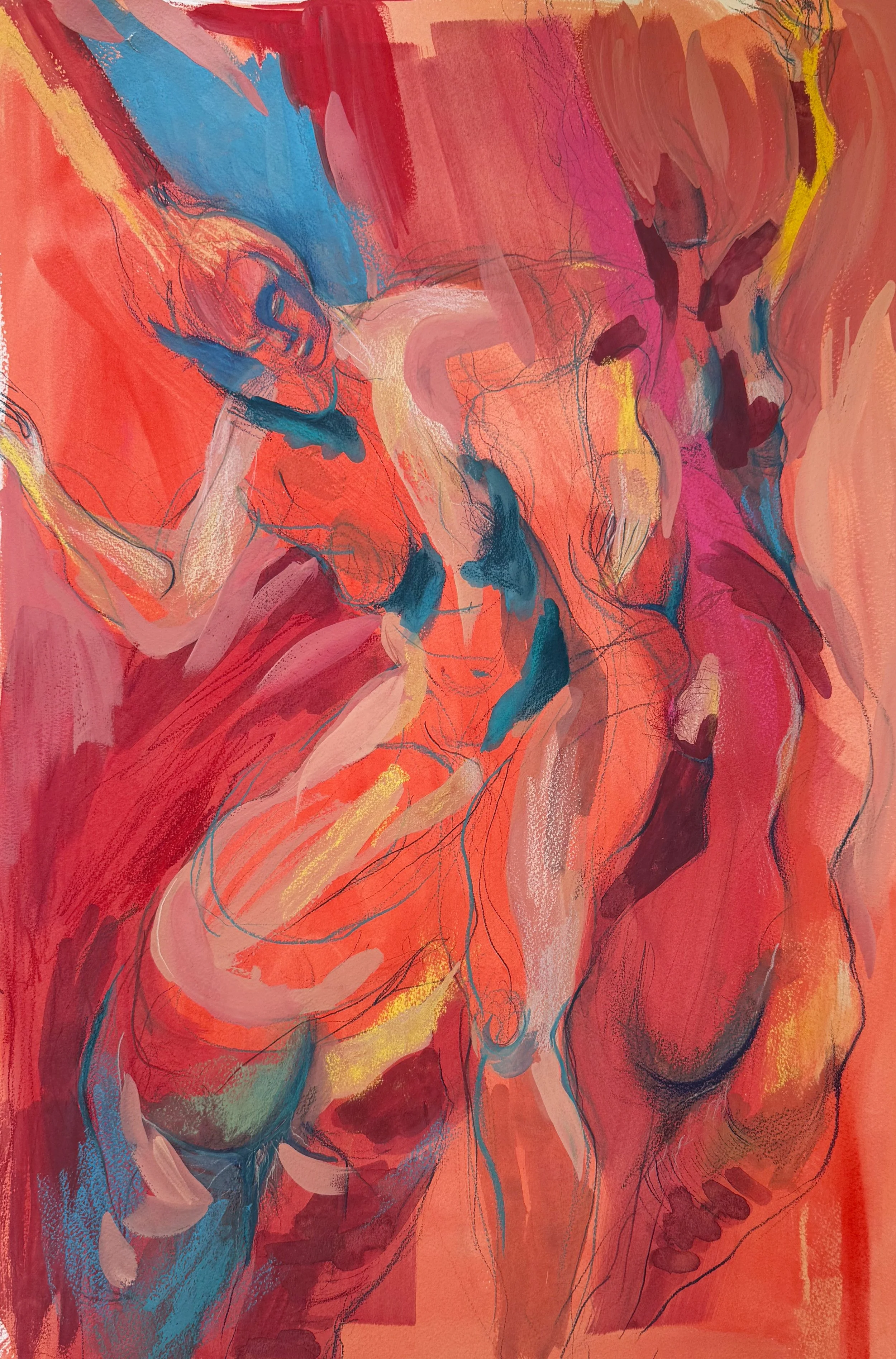 "Improvised Games, After Bouguereau." 75x56 cm. Gouache and pastel on paper. Sold. 