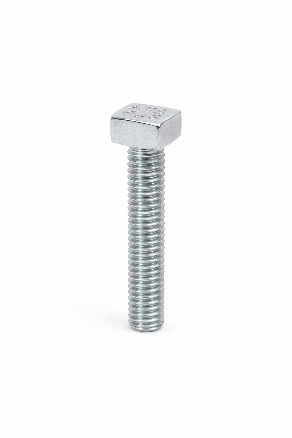 square head bolt and threaded body against a white background.