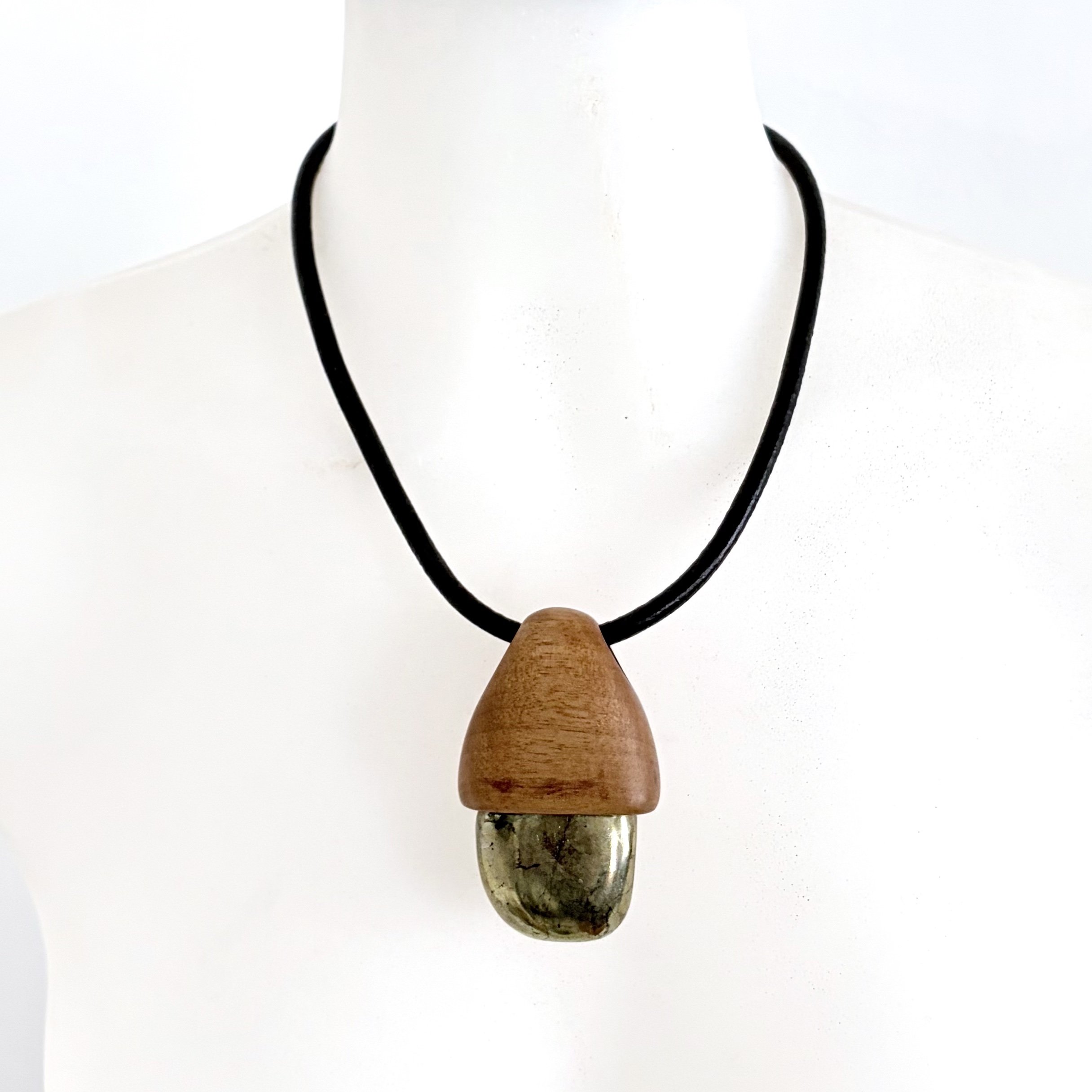 pyrite & anigre pendant