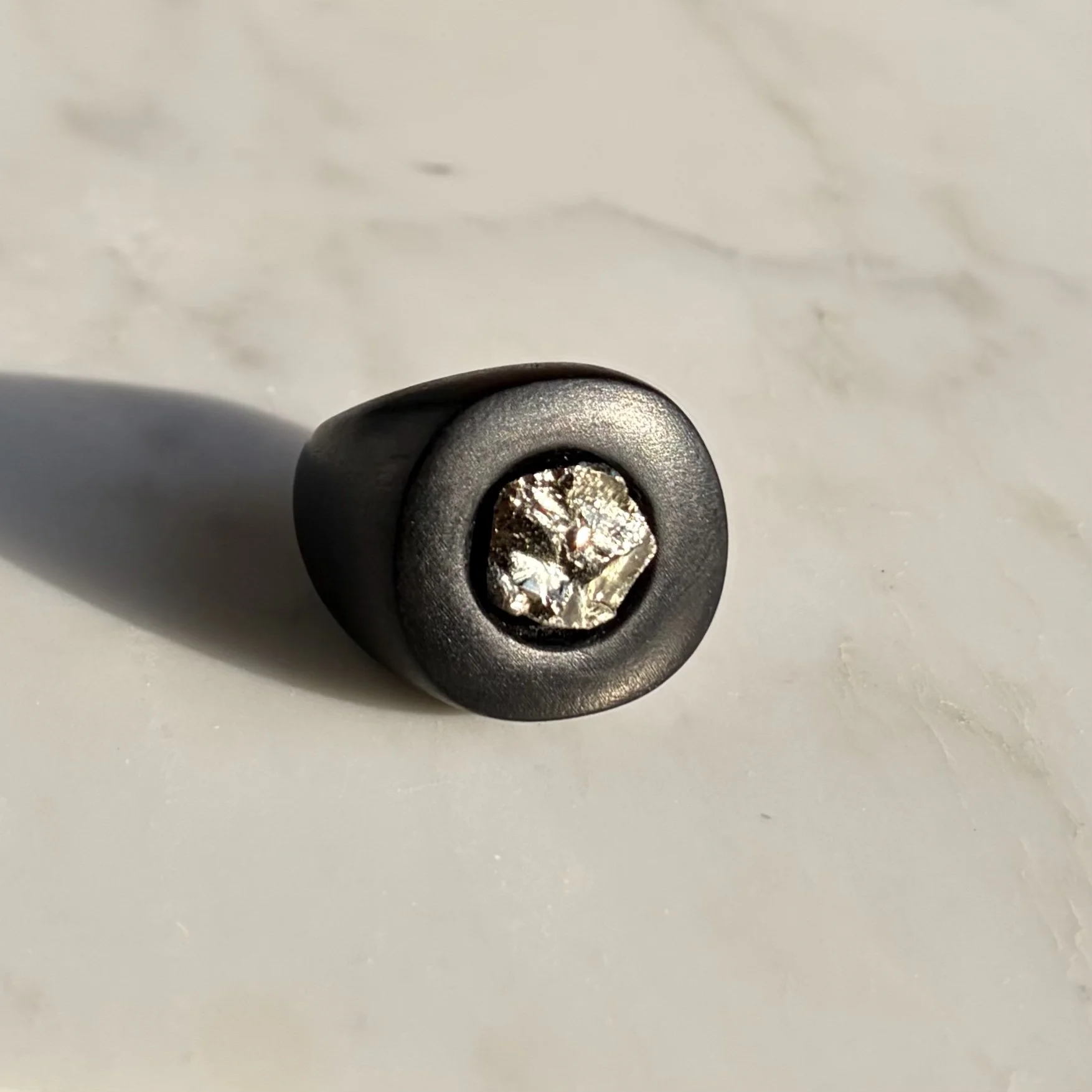 pyrite & holly ring