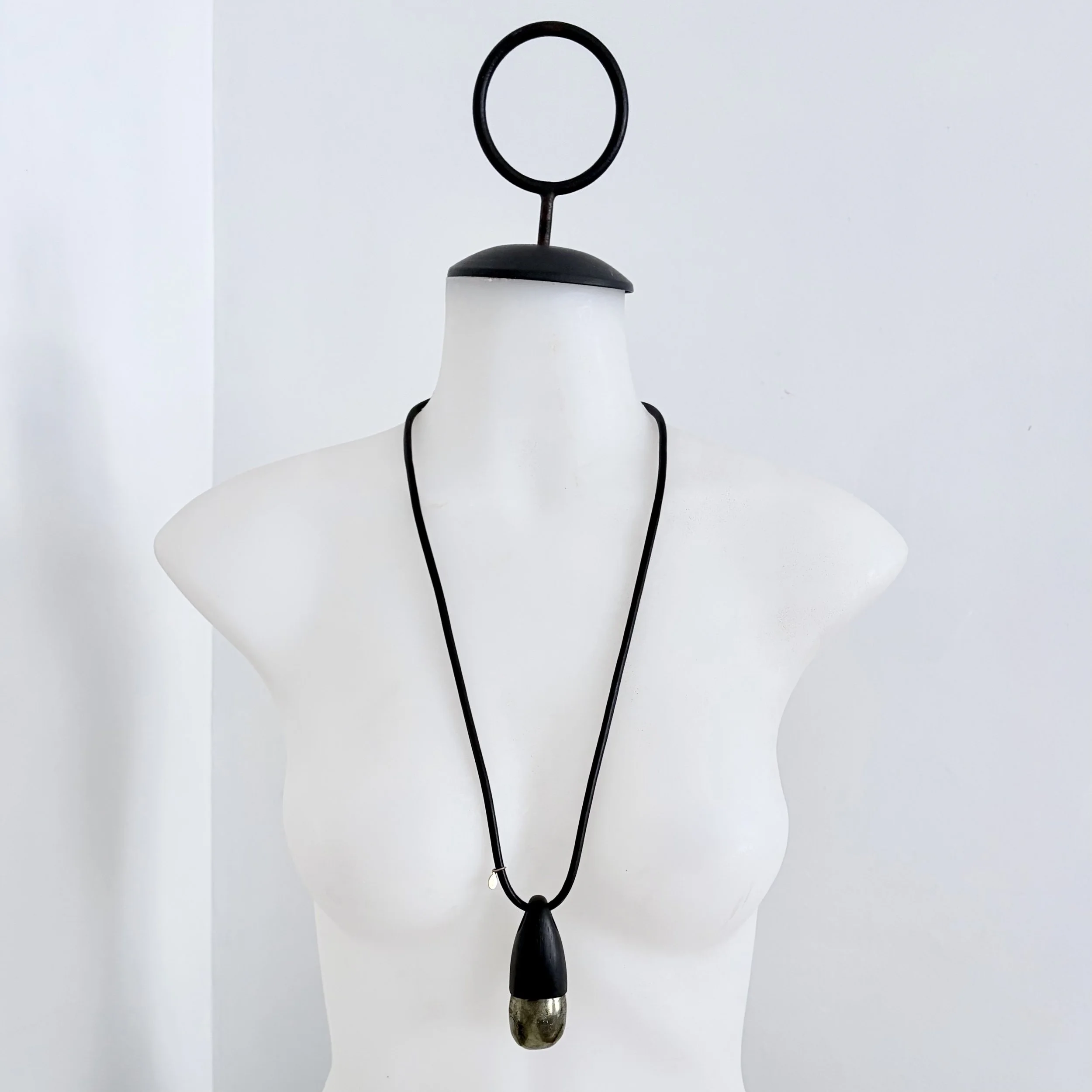 pyrite & walnut pendant