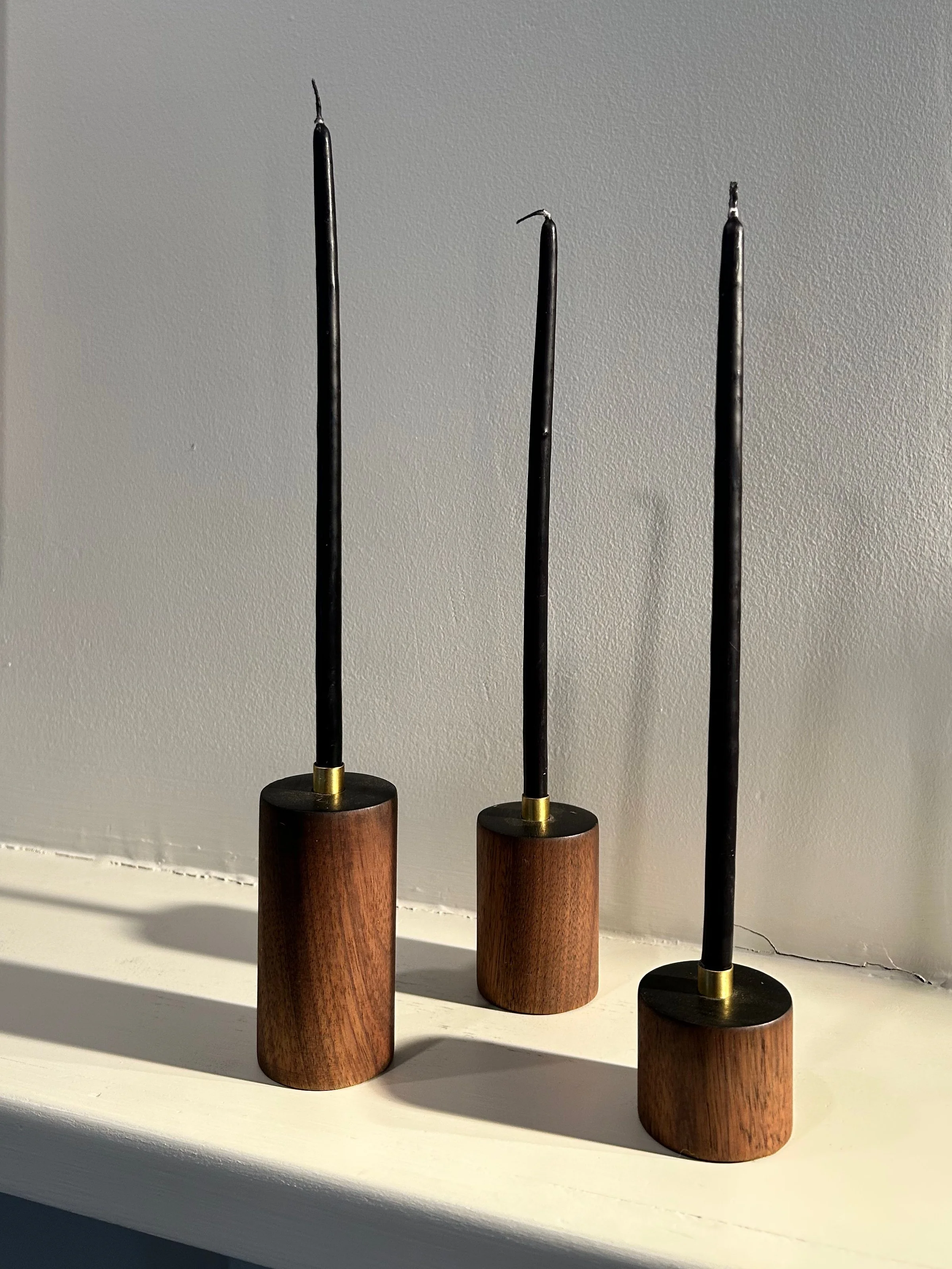 walnut & brass trio