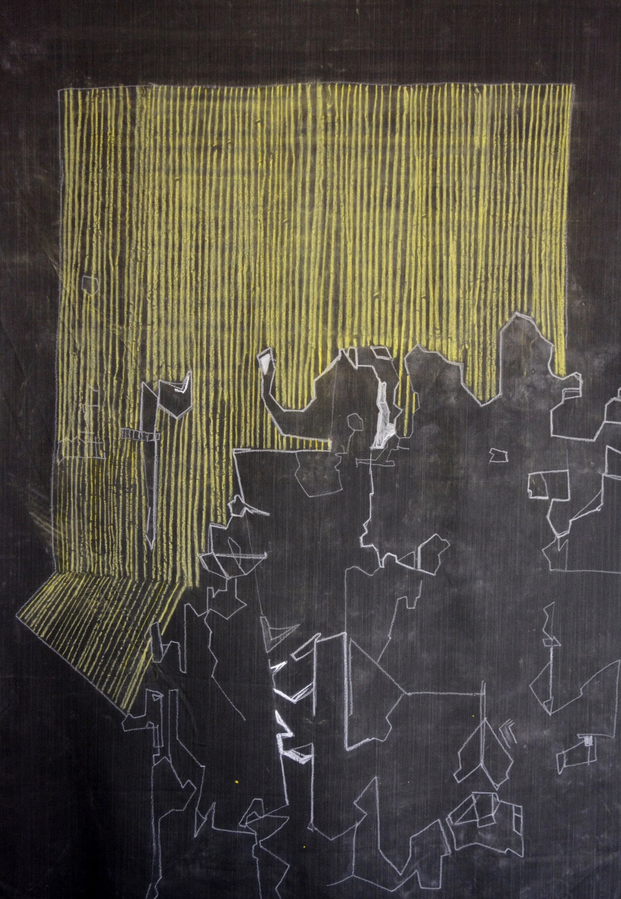 Strips down, 2017
Soft pastel on fabric, 200x 150 cm