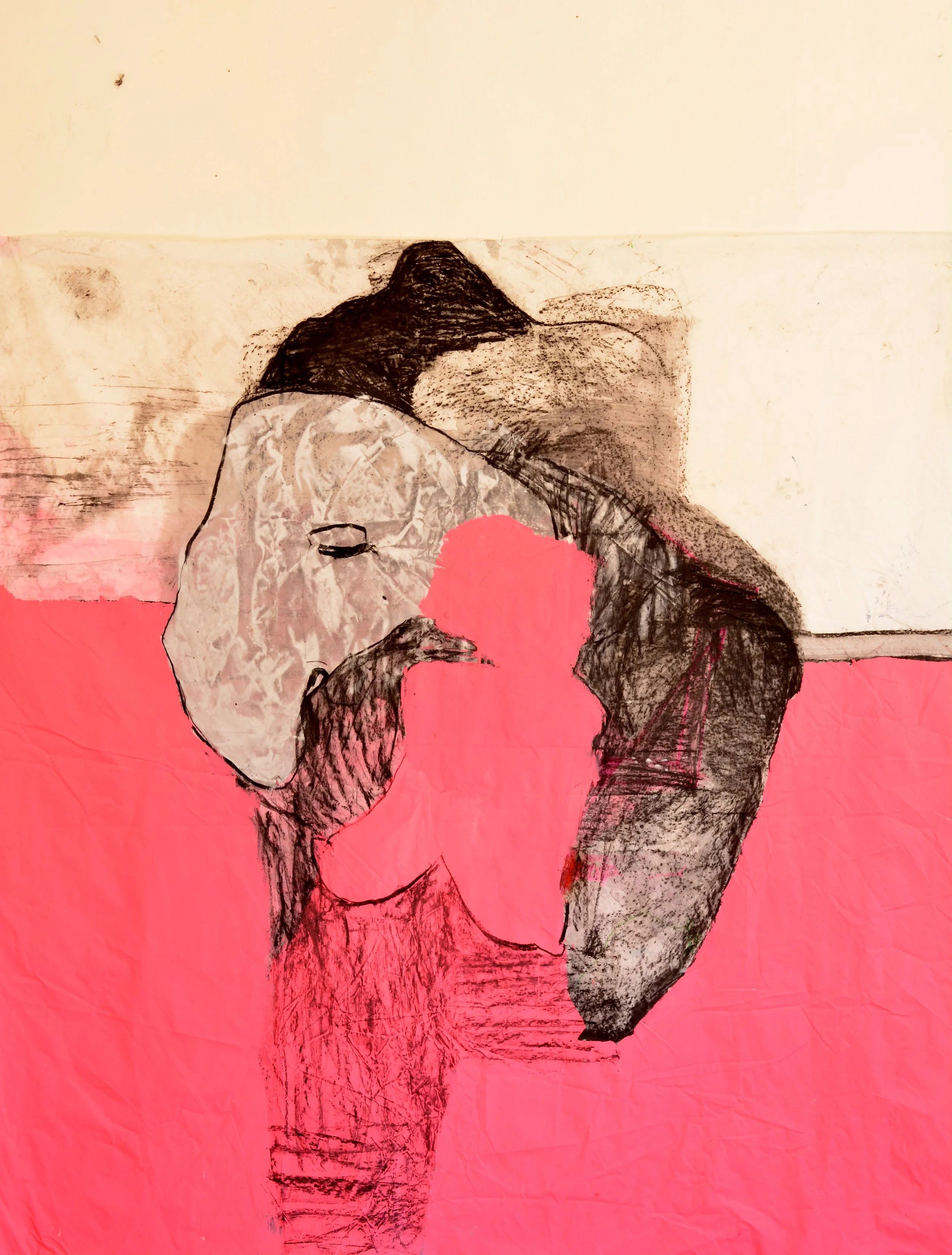 Transparency, 2015 
171 x 169 cm
Acrylics, charcoal on waterproof fabric
(Group exhibition , ’’From figure to abstraction: A journey through Colour, Abudant Sensations & Otherworldly Beauty’’, 2015)