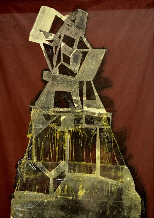 Constructive dialogues, 2015
200 x 153 cm
Acrylics, charcoal, ink , oil pastels on fabric