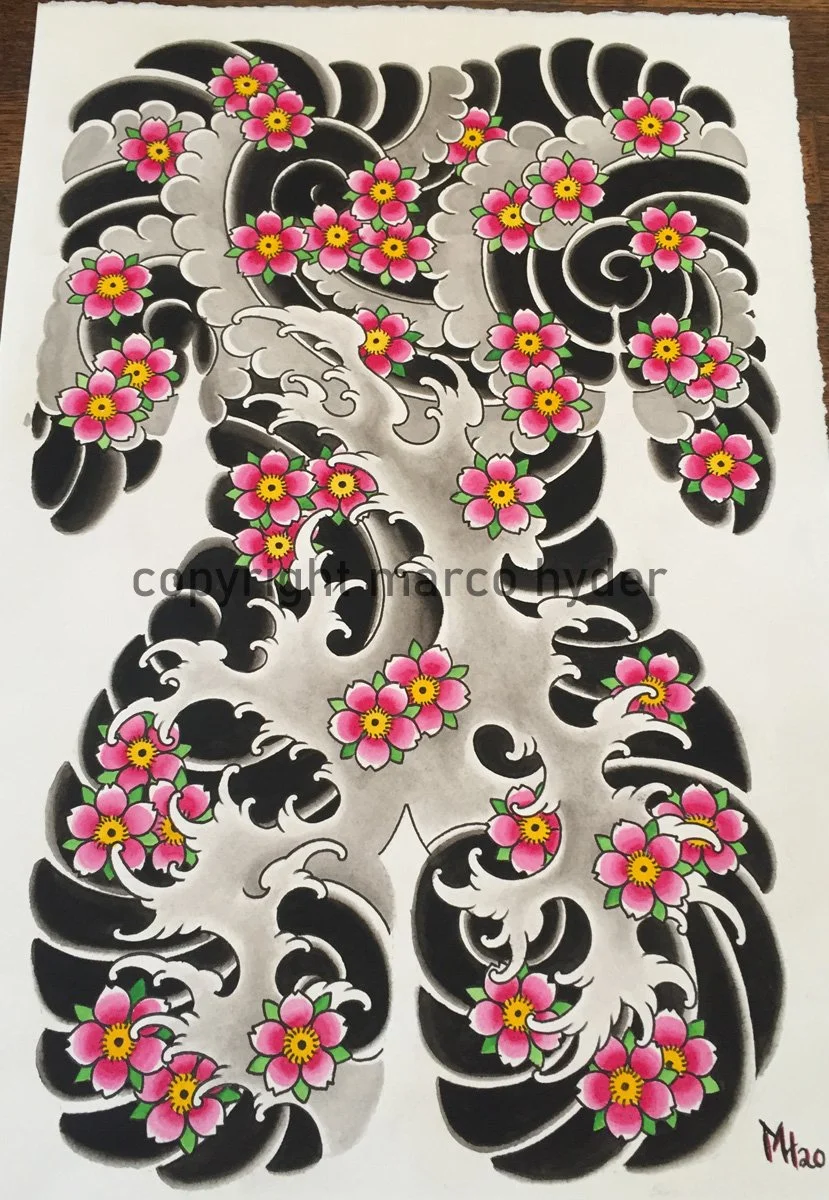 Sakura Backpiece Tattoo Design