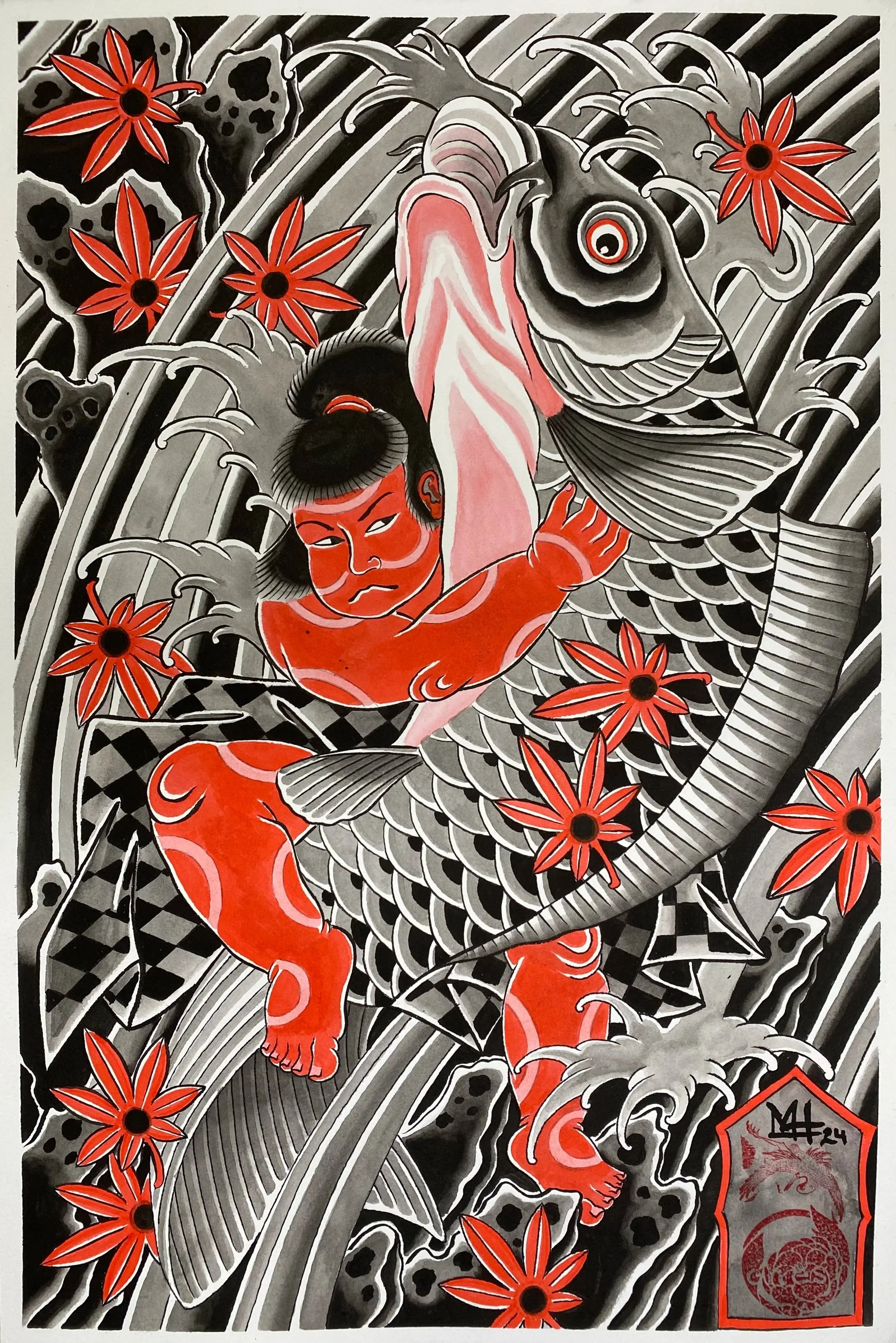 Kintaro with Koi