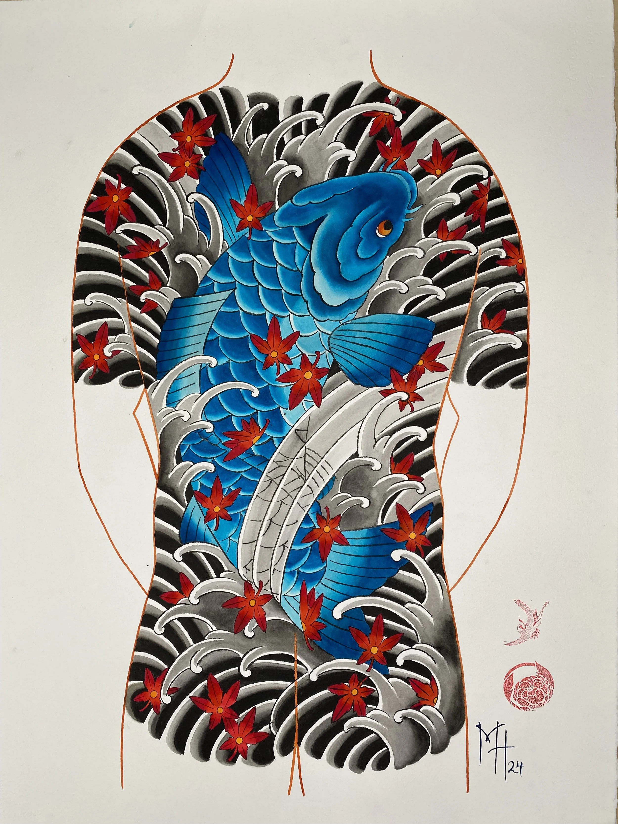 Japanese Koifish Backpiece Design
