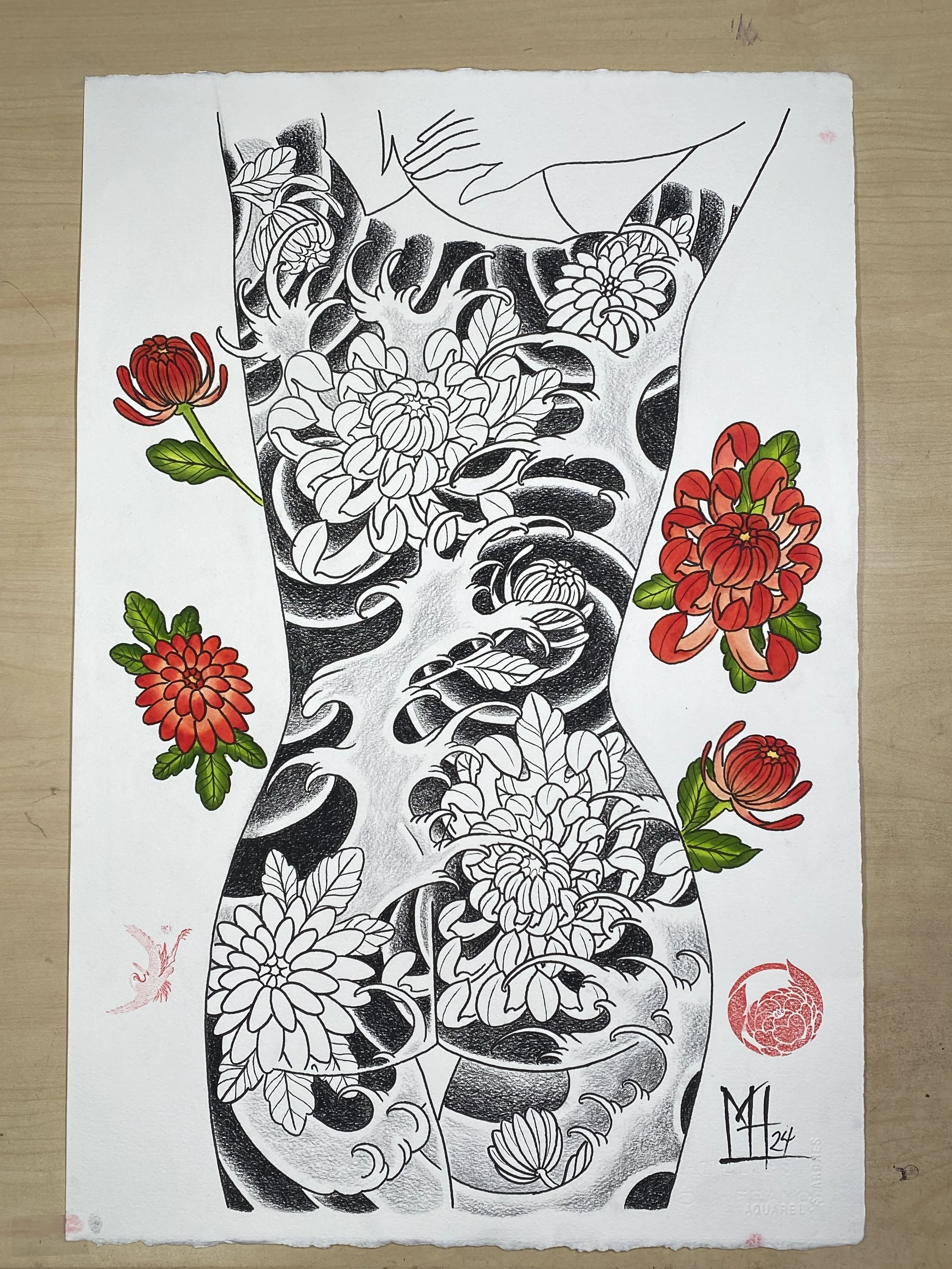 Japanese Chrysanthemum Tattoo Design by Marco Tengu