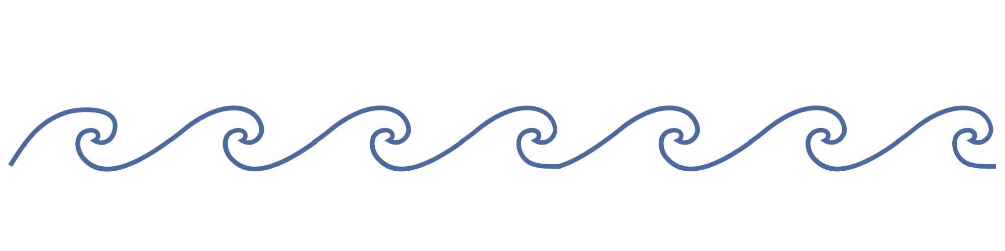 A decorative horizontal line of blue waves.