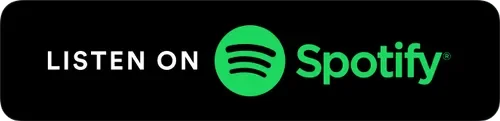 Black Spotify promotional banner with white text 'Listen on Spotify' and a green Spotify logo
