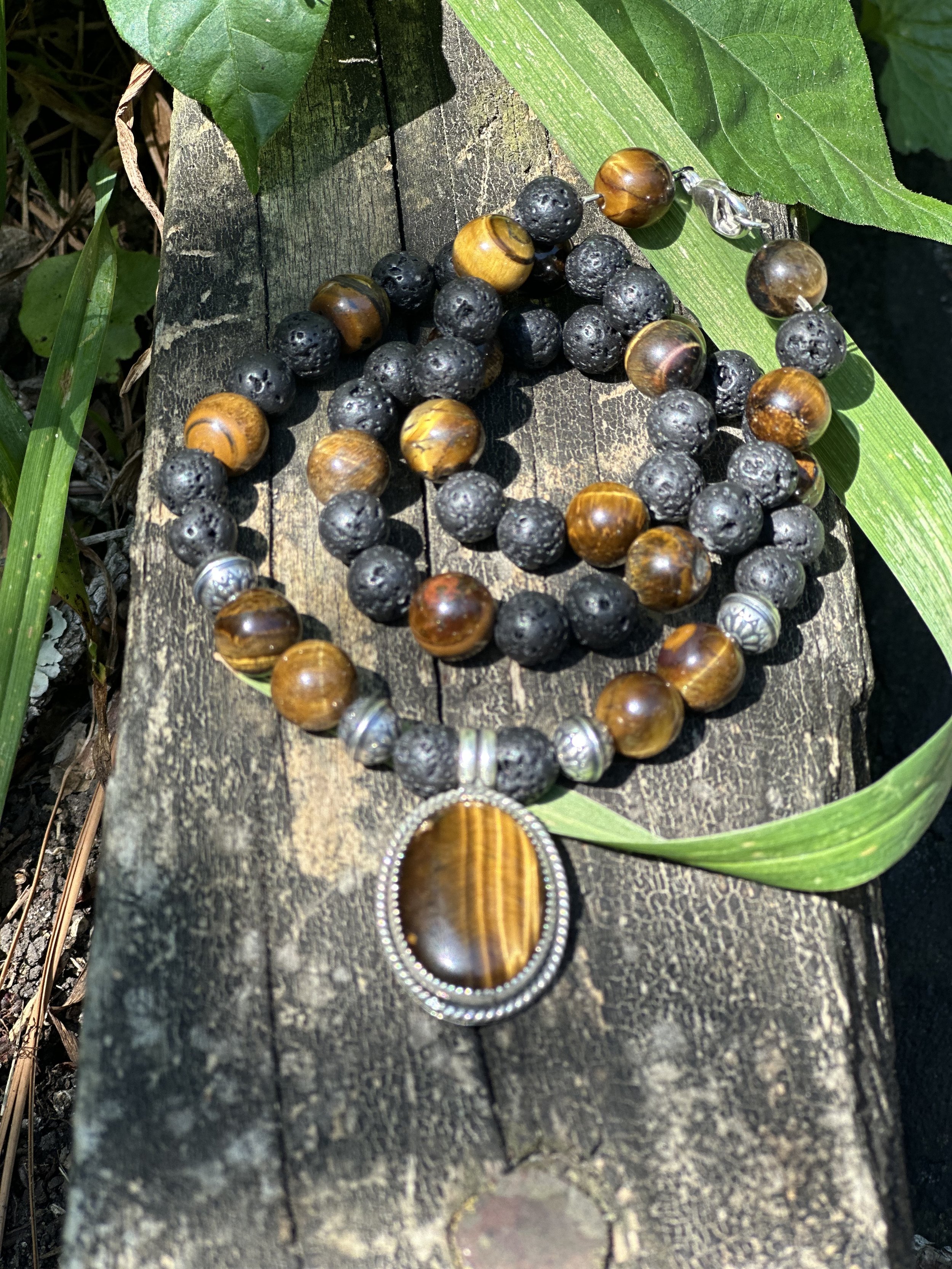Ember & Ash // Tiger’s Eye & Lava Rock Necklace