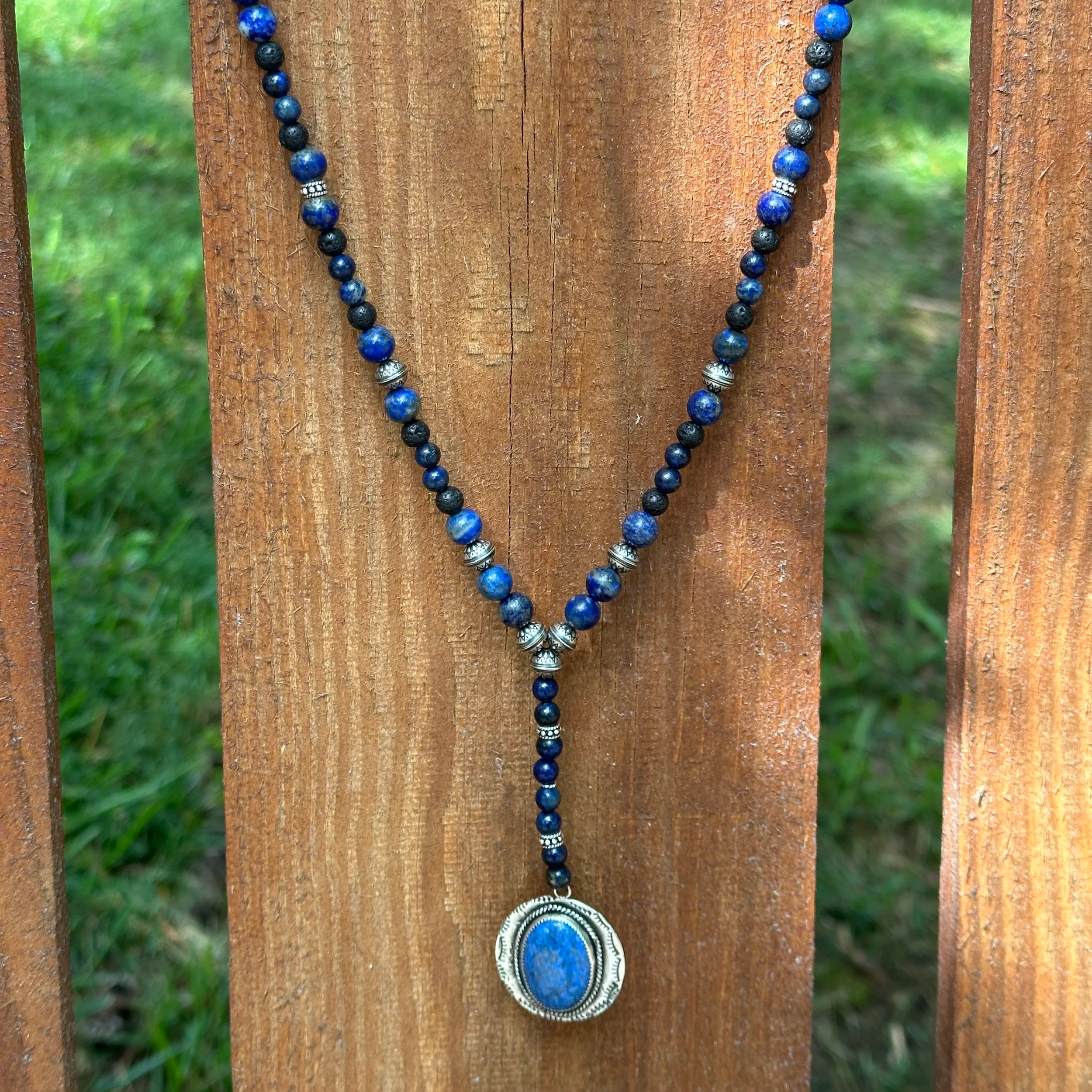 The Unyielding Truth // Beaded Lapis Lariat Necklace