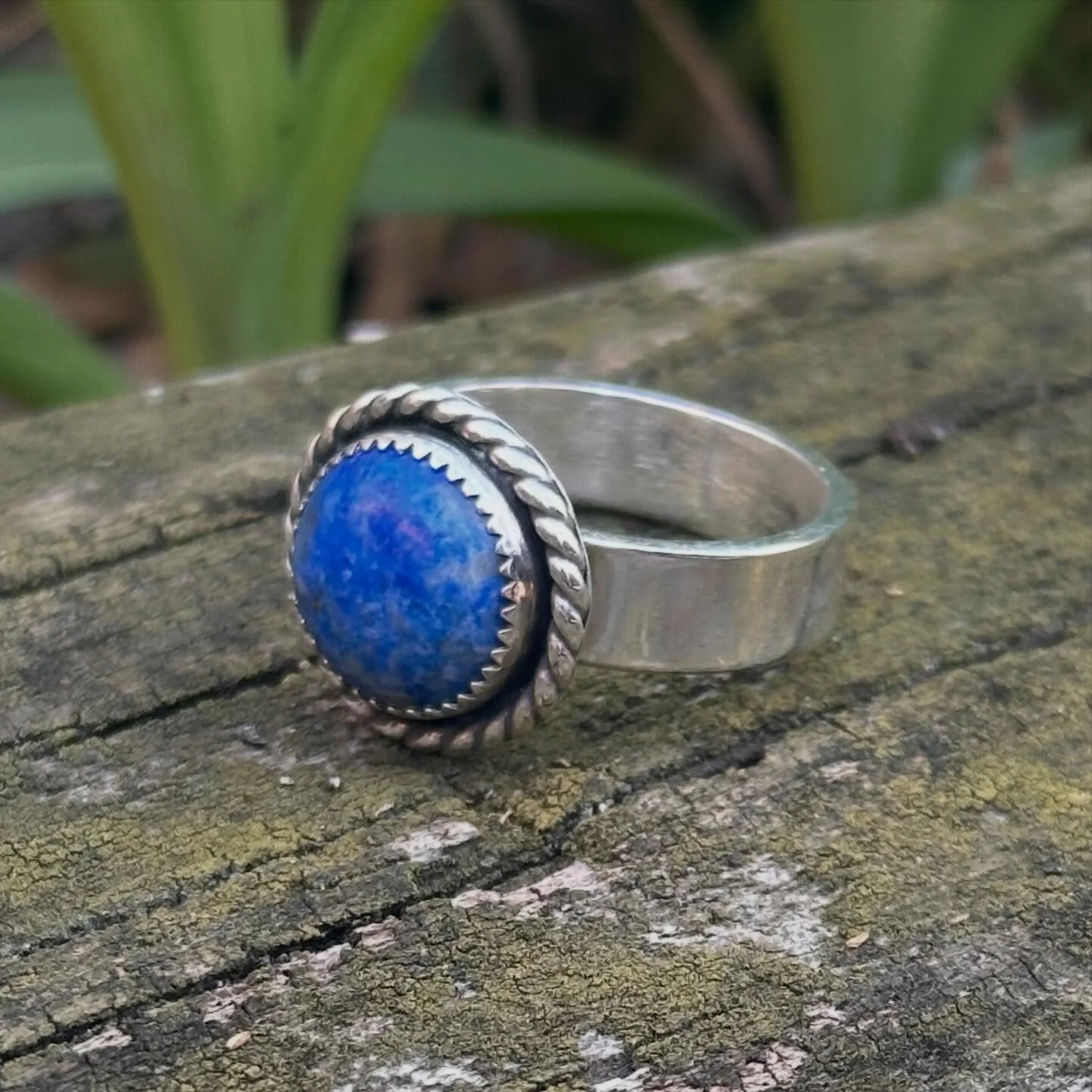 I just finished this beautiful ring I call The Quiet Riot, a piece to remind us that the biggest struggle comes from within.  Denim Lapis in Oxidized Sterling Silver.  #handcraftedsterlingsilverjewelry #denimlapis #denimlapisring #sterlingsilverjewel