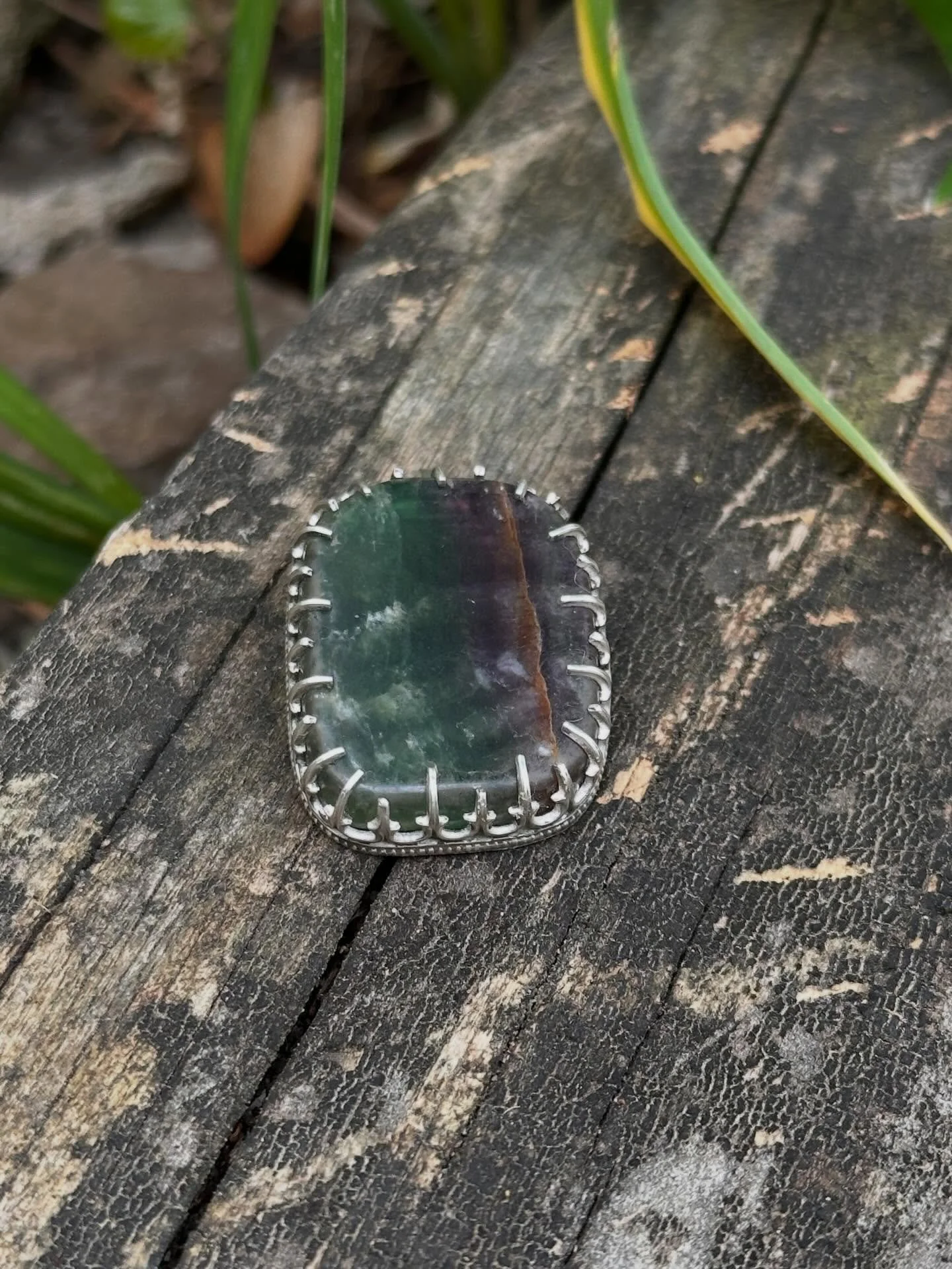 Fluorite &amp; Sterling pendant.  This stone really caught my eye with its translucence.
#handcraftedsilverjewelery #sterlingsilverjewelry #fluoritependant #handcraftedjewellery