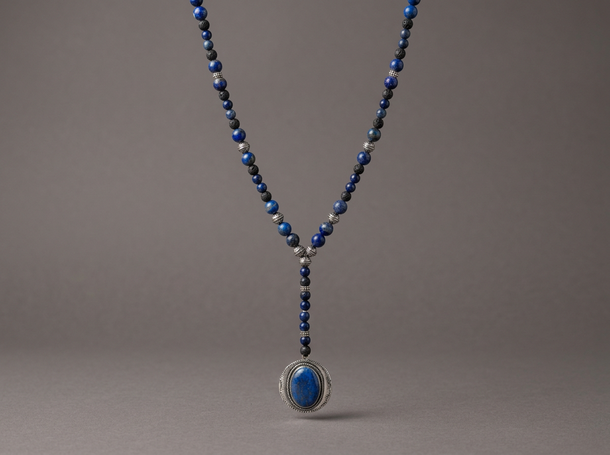 The Unyielding Truth // Beaded Lapis Lariat Necklace