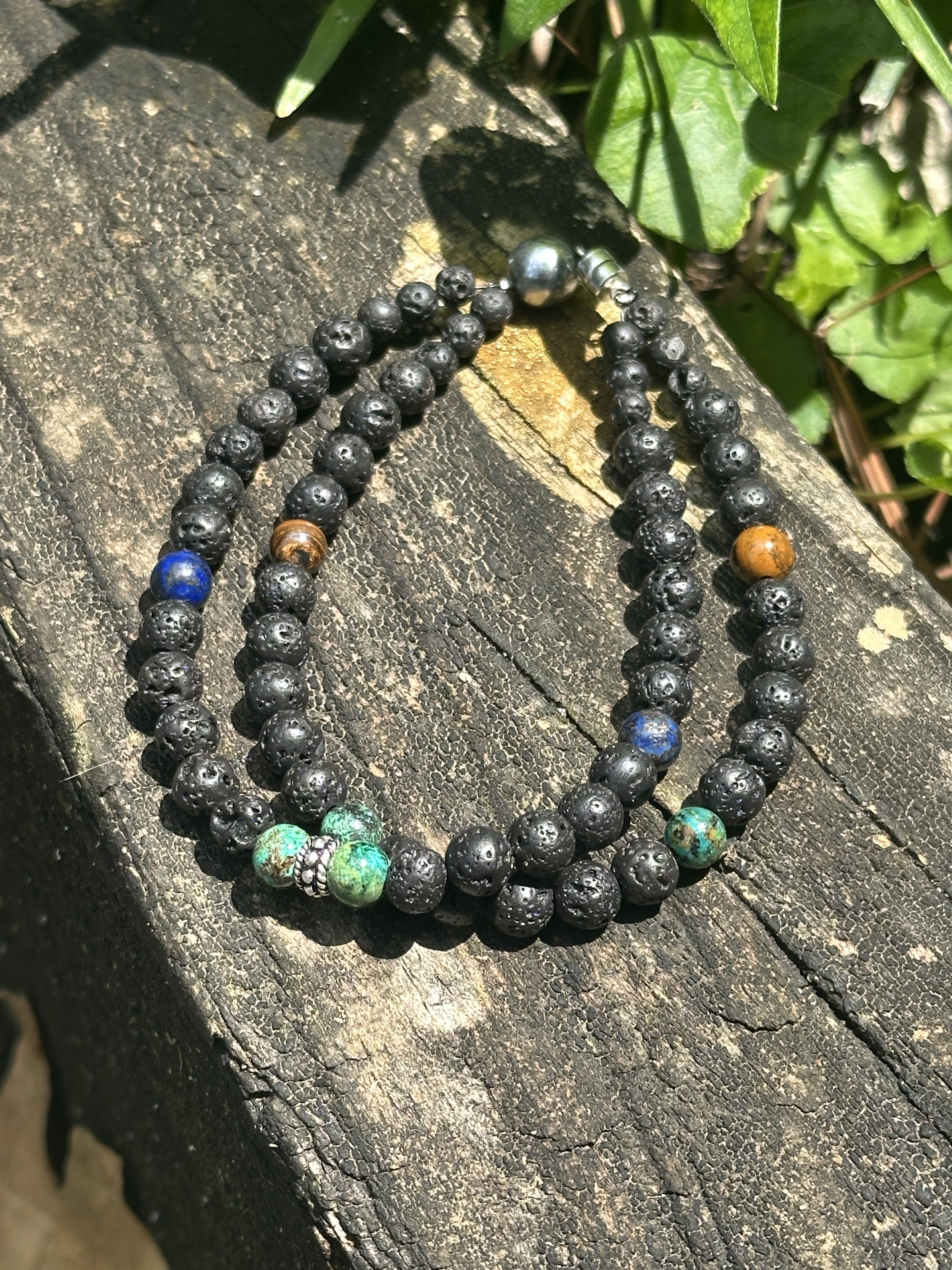 The Aligned Core // Multi-Stone Lava Wrap Bracelet