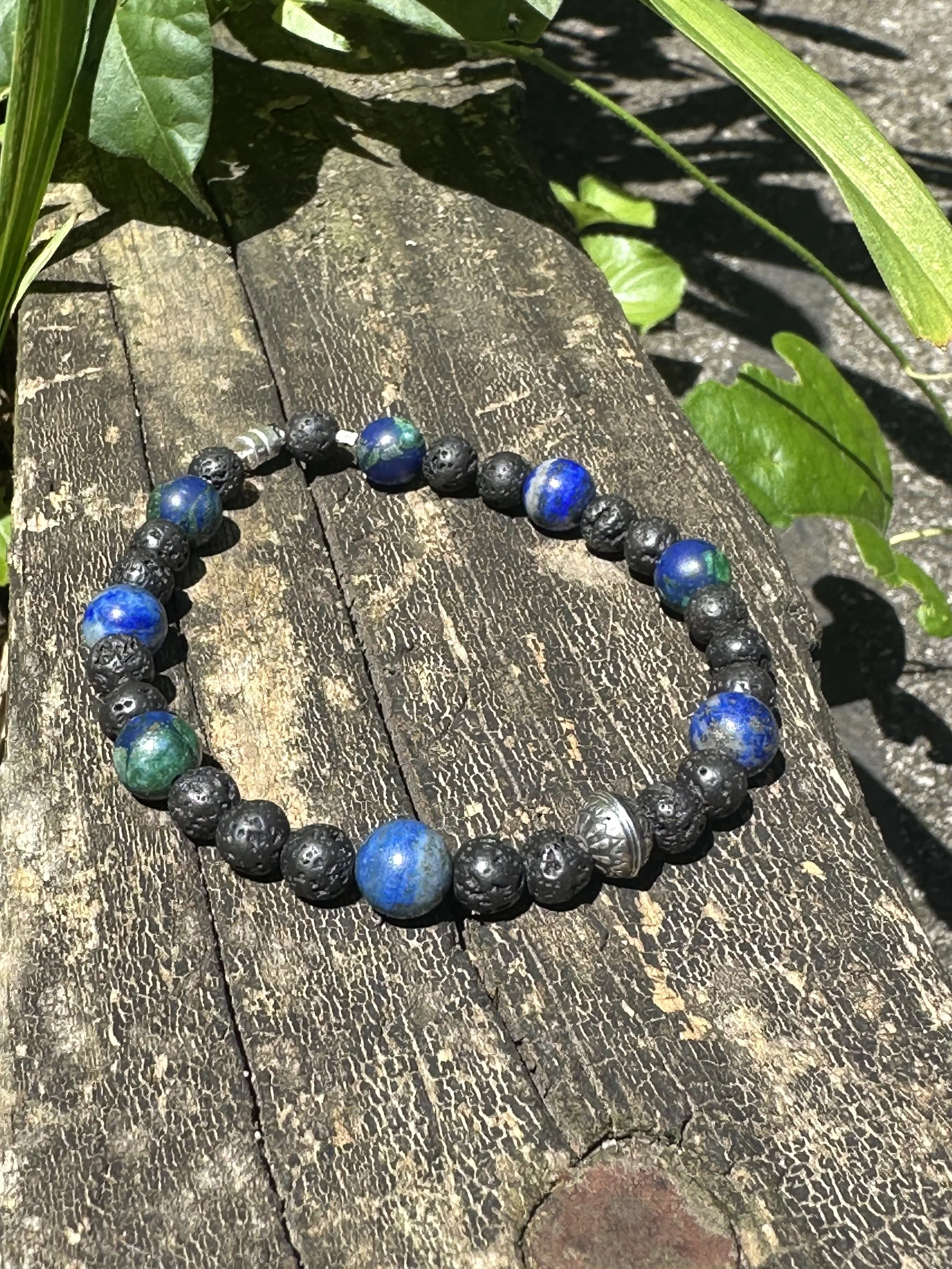 The Stone Grandfather (Dol Hareubang) // Lapis, Chrysocolla & Lava Bracelet