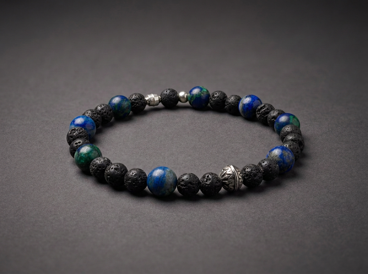 The Stone Grandfather (Dol Hareubang) // Lapis, Chrysocolla & Lava Bracelet