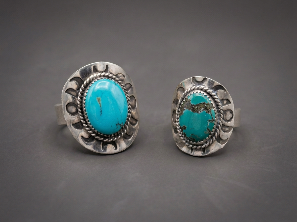 The Winding Road // Hand-Stamped Moon Phase Turquoise Ring
