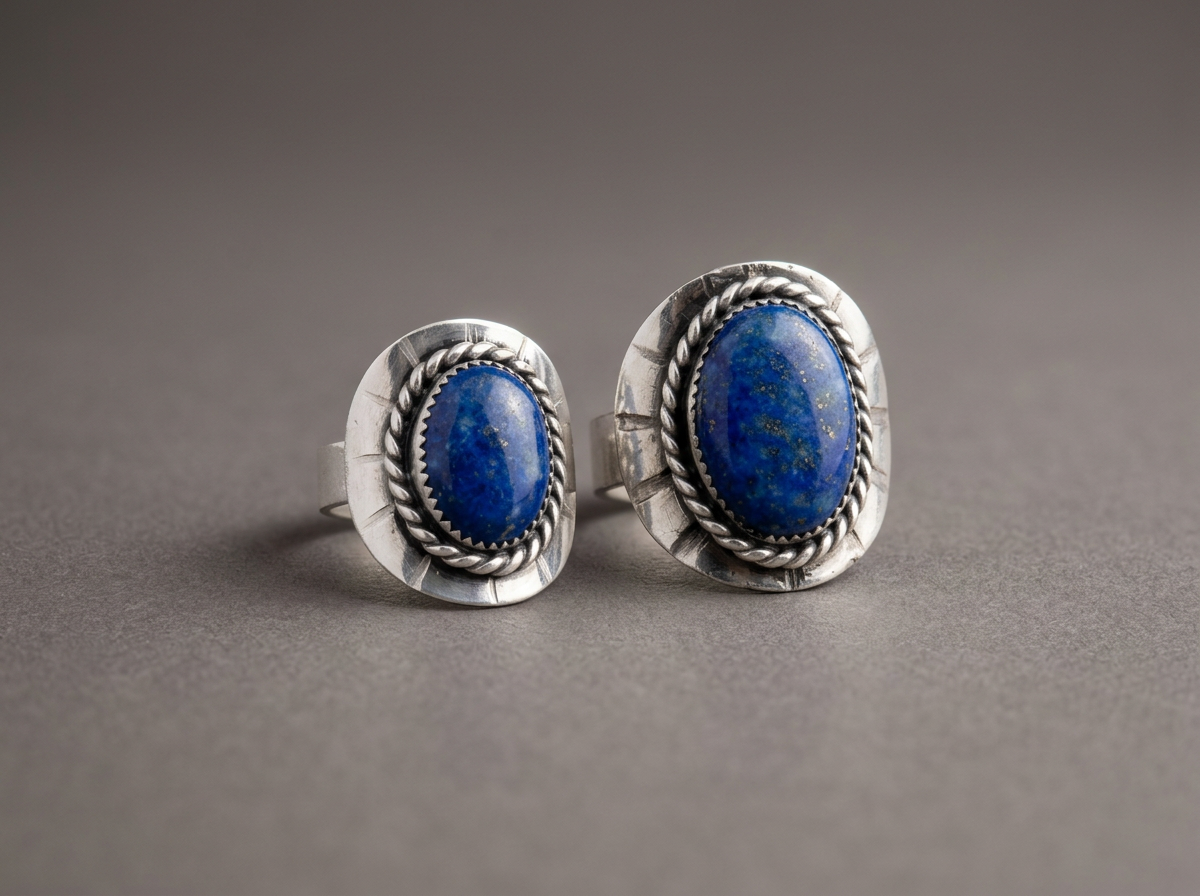 The Bellbottom Blues // Denim Lapis Shield Ring