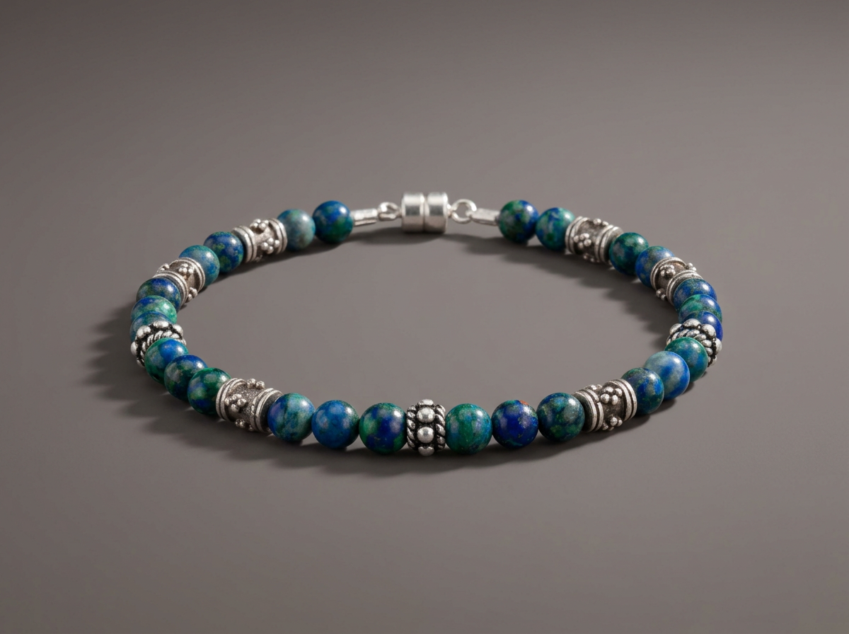 The Soft Truth // Chrysocolla & Sterling Silver Bali Bracelet
