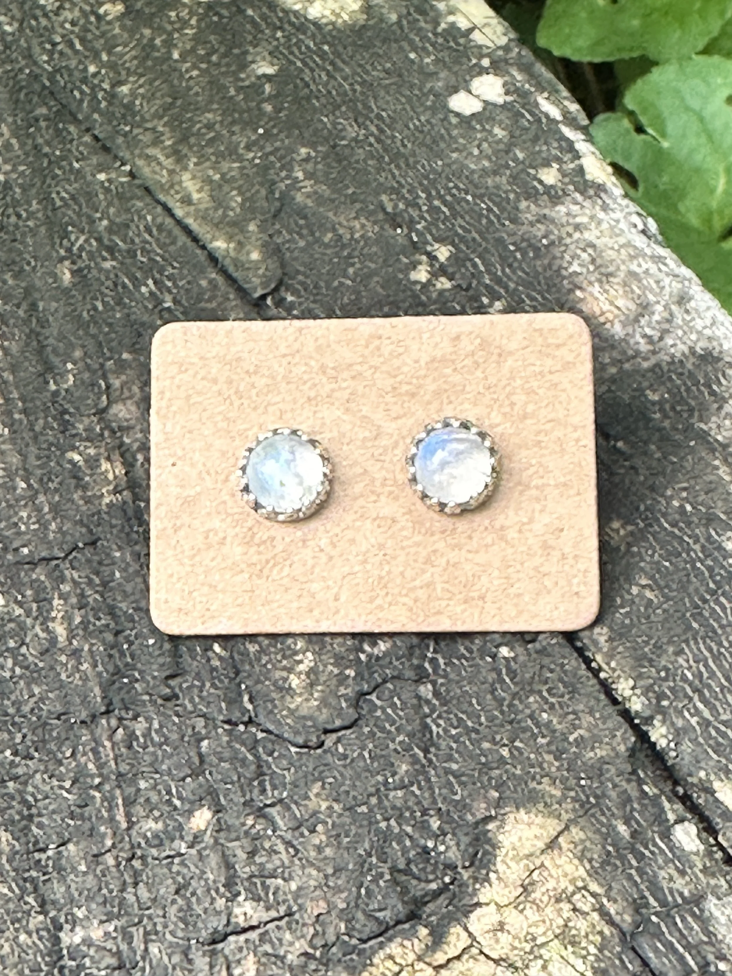 The Wandering Moon // Sterling Rainbow Moonstone Studs