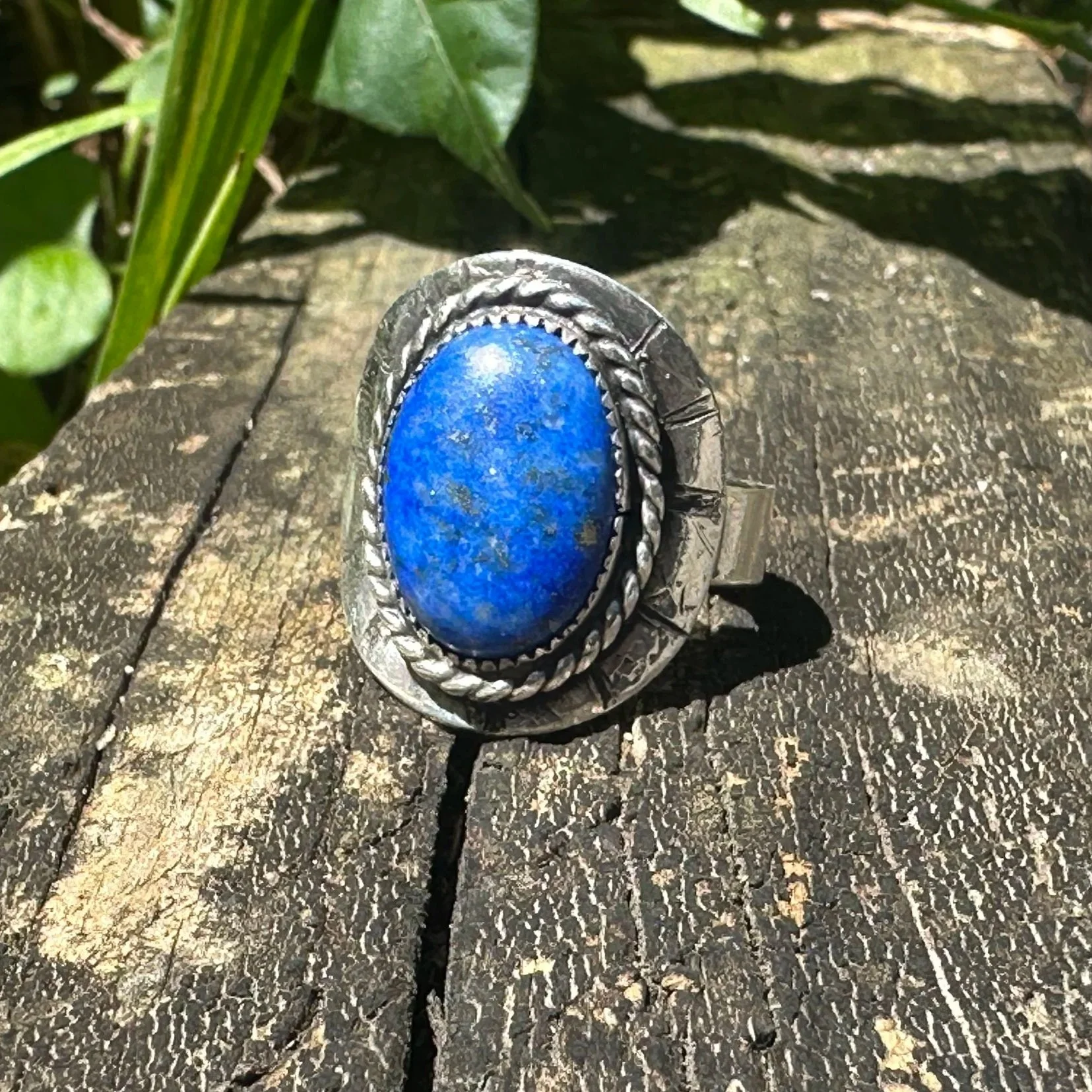 The Bellbottom Blues // Denim Lapis Shield Ring