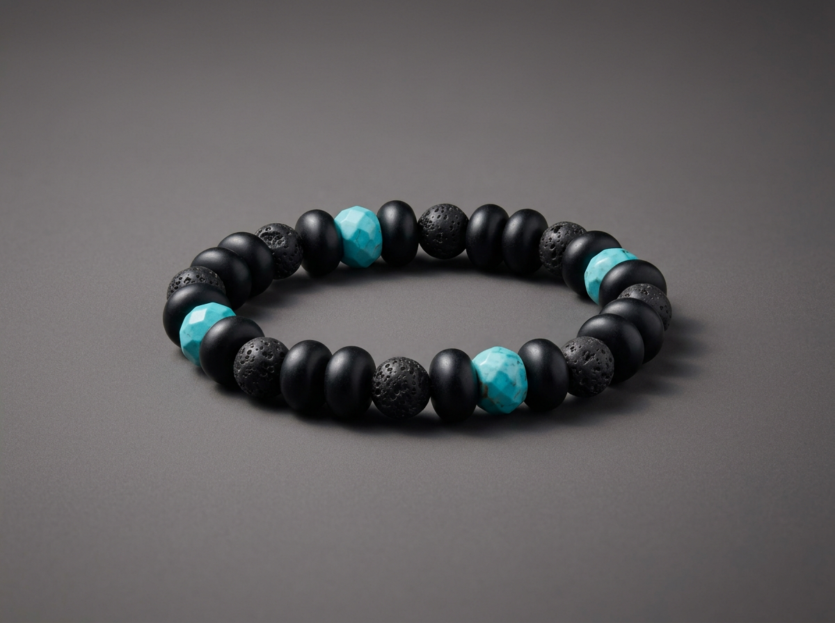 The High Country // Turquoise, Lava Rock & Onyx Bracelet - One of a Kind