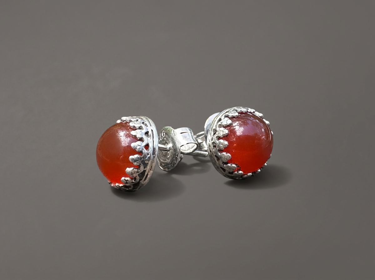 Sundrop Studs // Carnelian Crown Studs