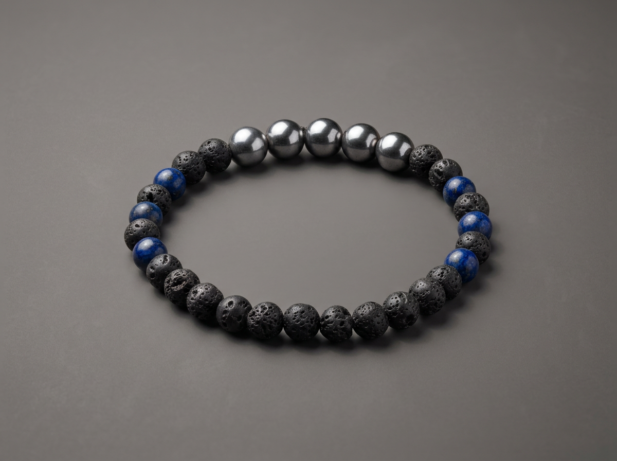 The Centered Mind // Lava, Lapis & Hematite Stretch Bracelet
