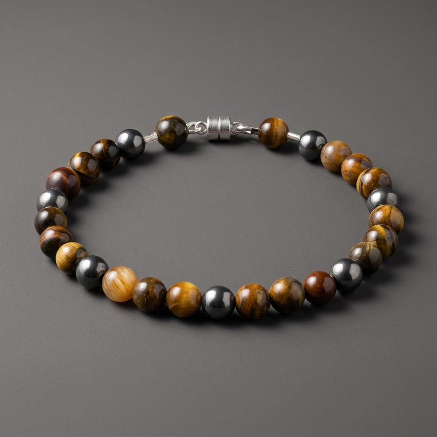 The Watchful Eye // Tiger's Eye & Oxidized Silver Bracelet