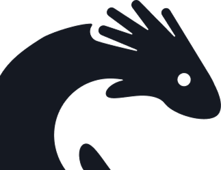 Silhouette of a black dragon or lizard with a stylized crest on its head.