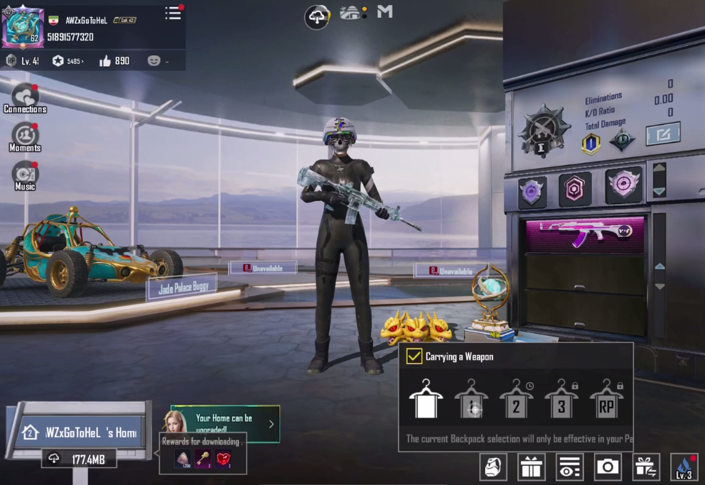 Account Level: 62, M416 Glacier lvl 5, Black Shark set mythic