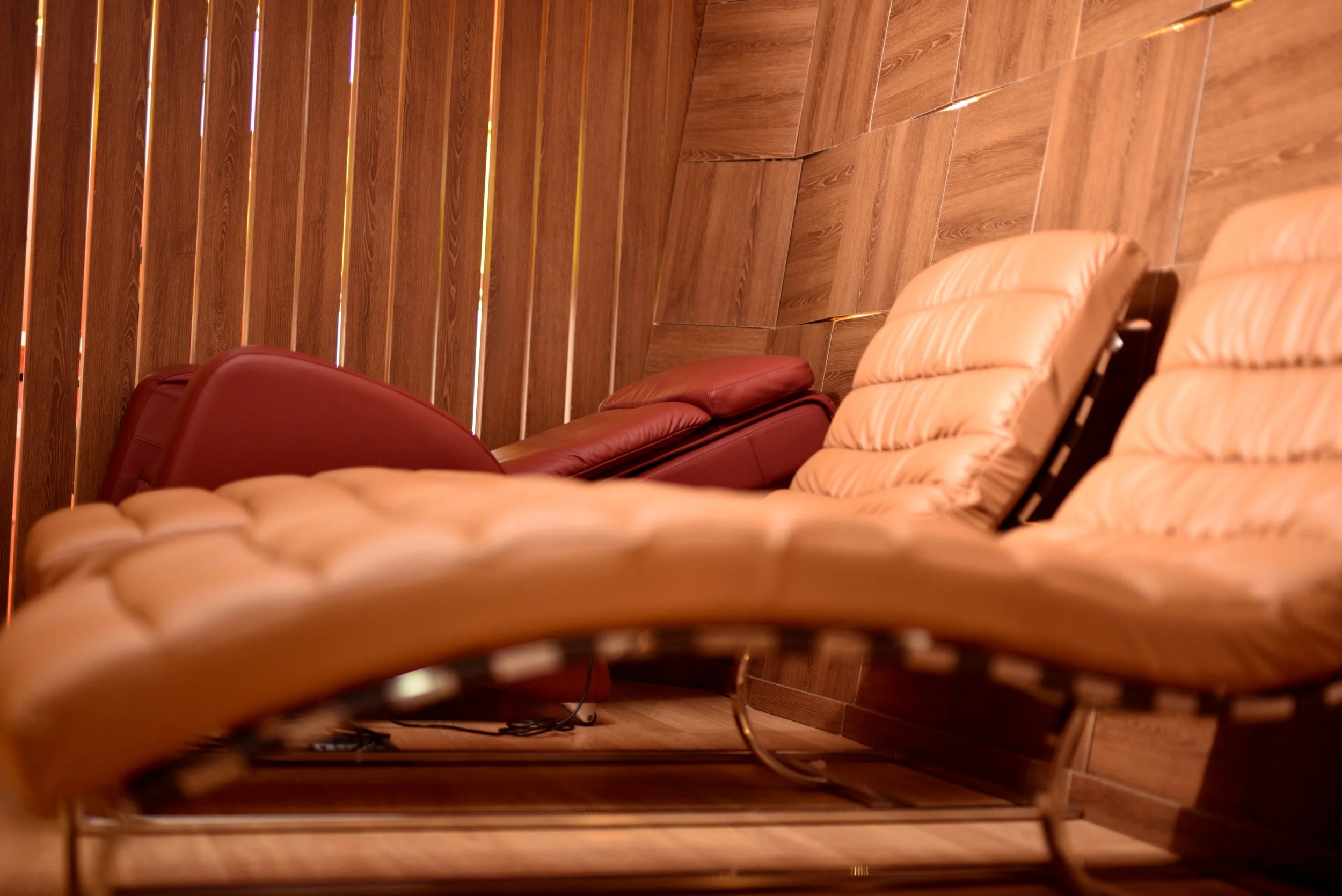 Ergonomic relaxation zone within corporate workplace wellness space