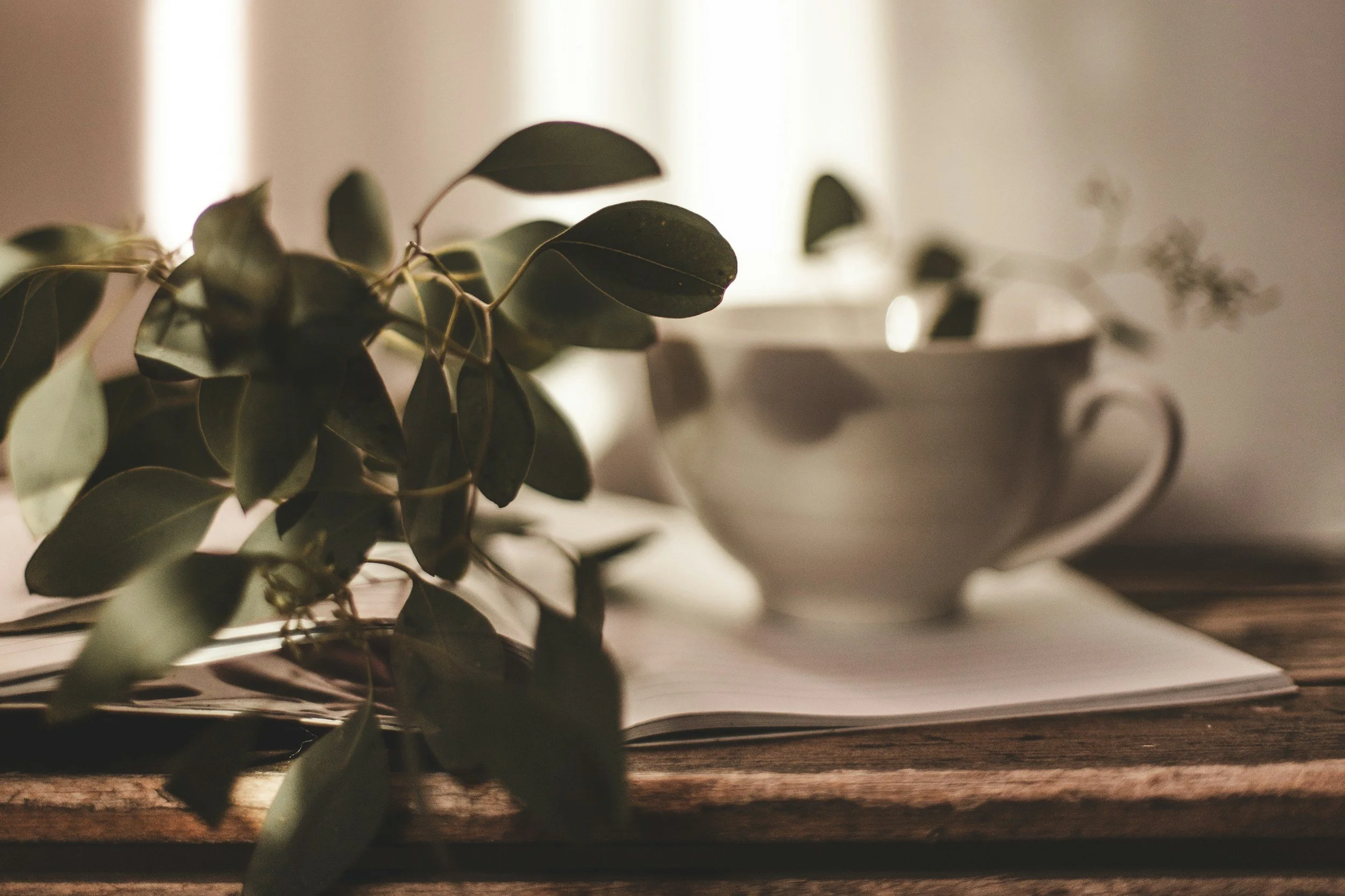 coffee and journal on a table representing reflection, clarity and life transitions