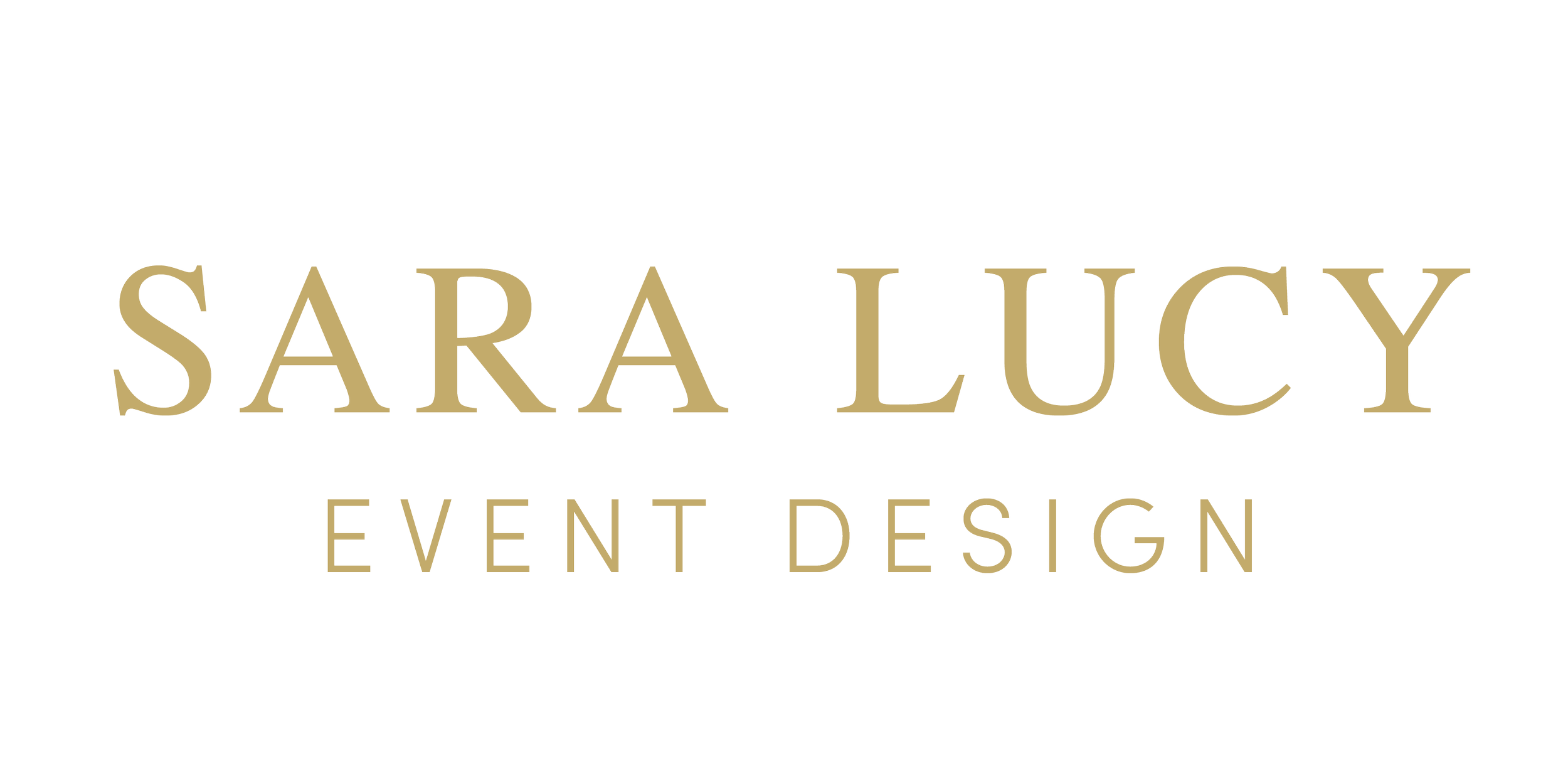 Logo for Sara Lucy Event Design with gold text on black background.